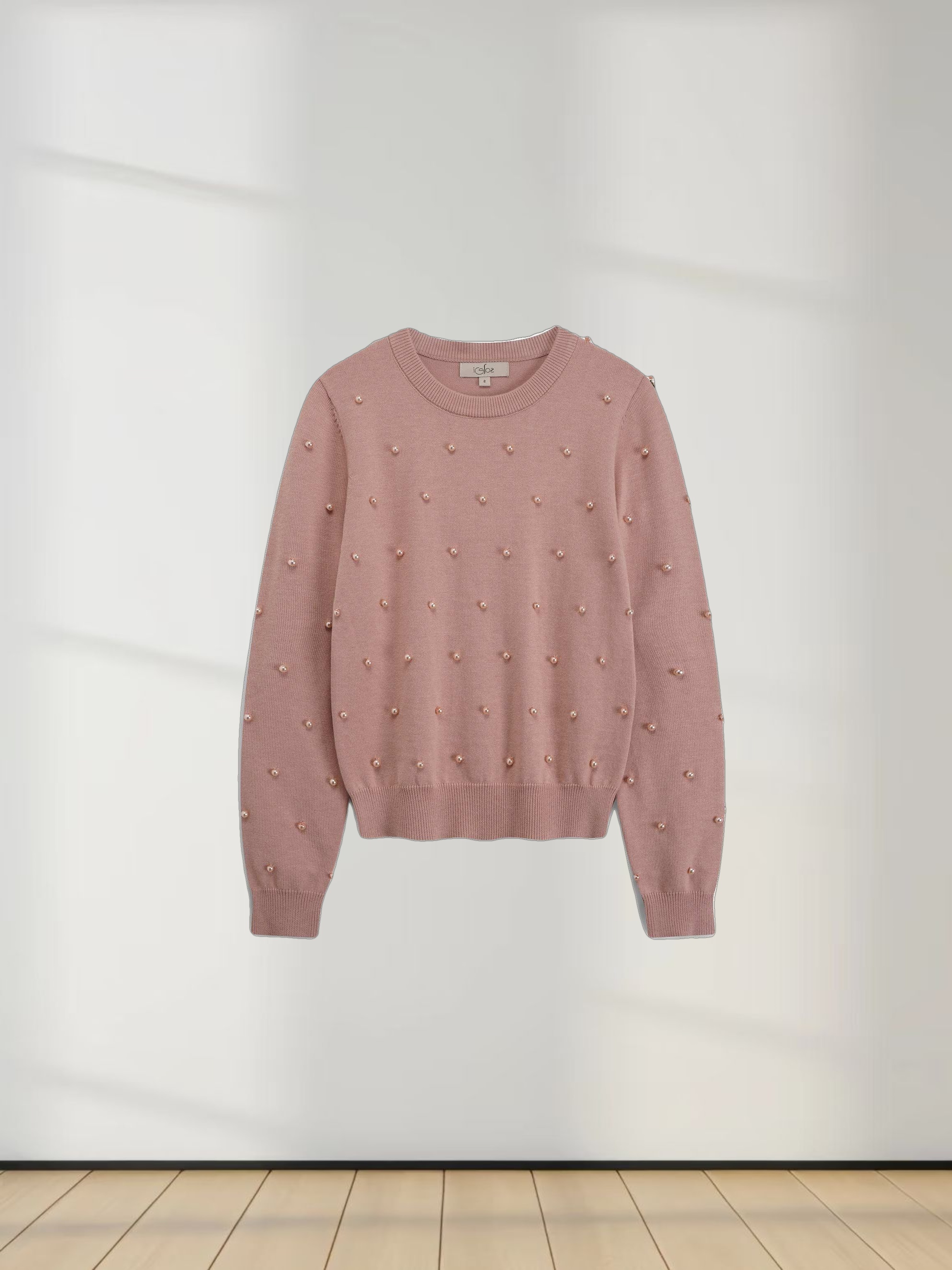 Pearl Embellished Sweater-Blush