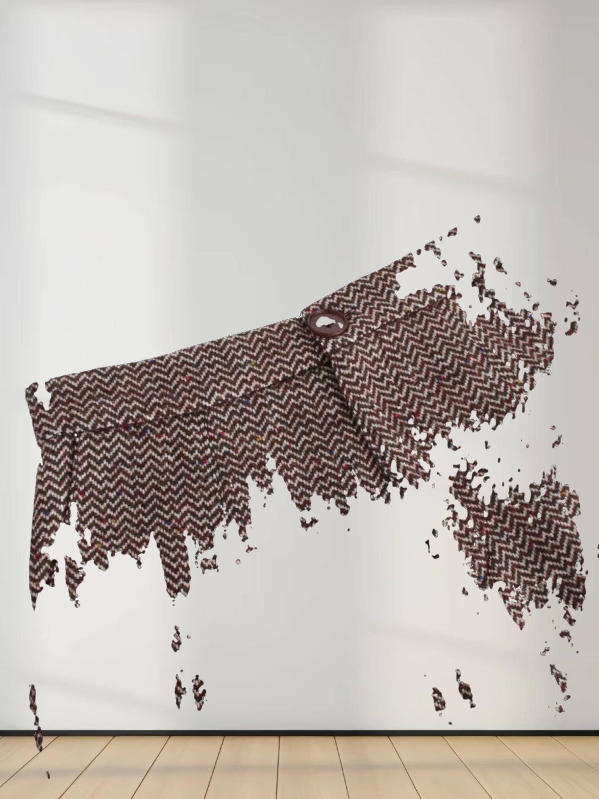 Button Front A-Line Skirt-Brown Herringbone