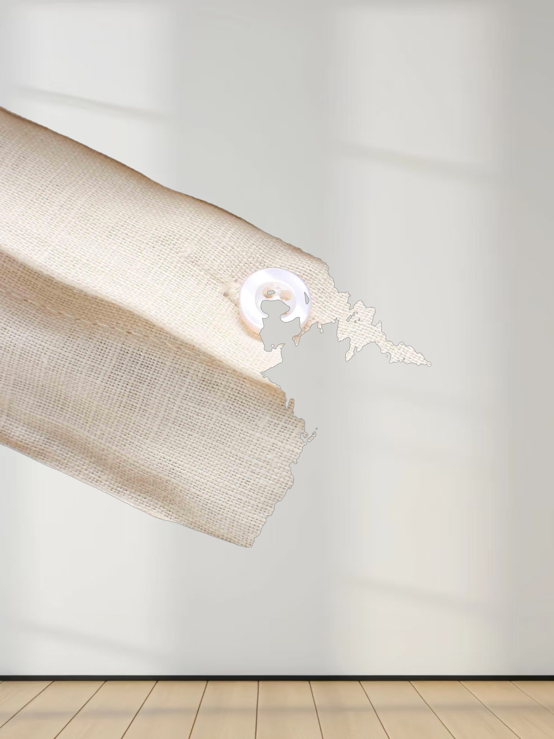 Drawstring Button Down Linen Top-Ecru