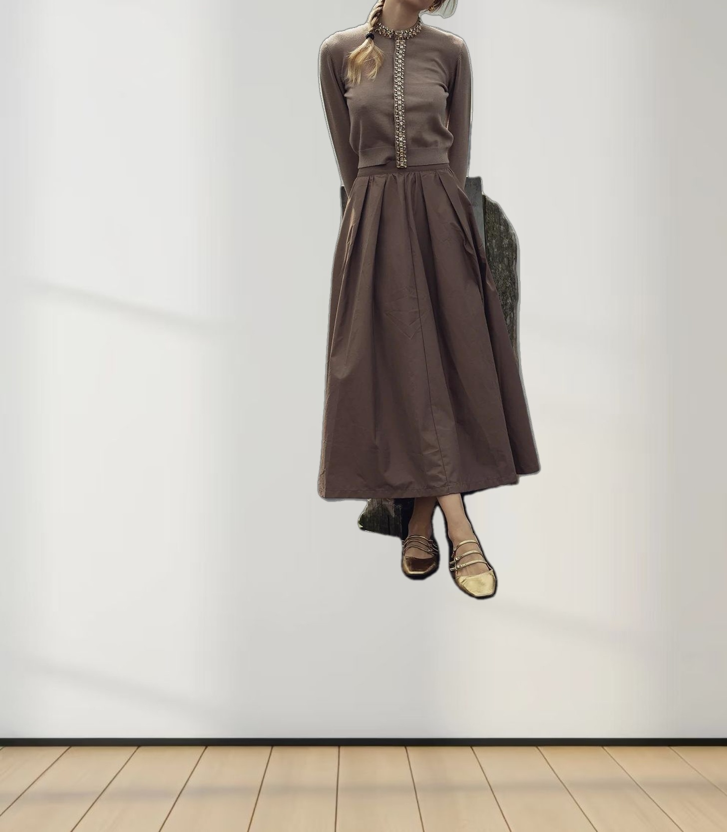 Embellished Cardigan Sweater-Mocha Mousse