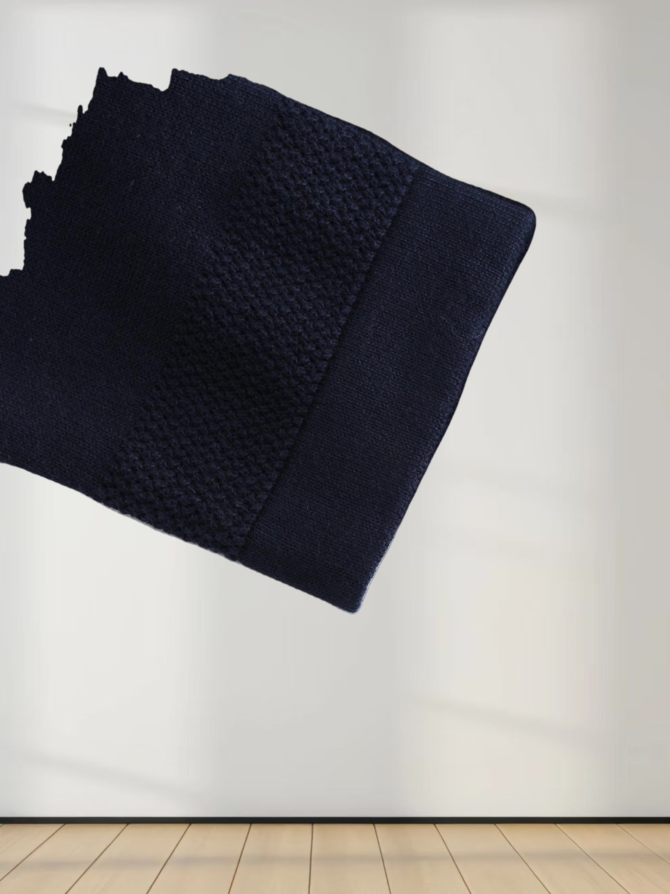 Flat Ribbed Trim Shrug-Navy