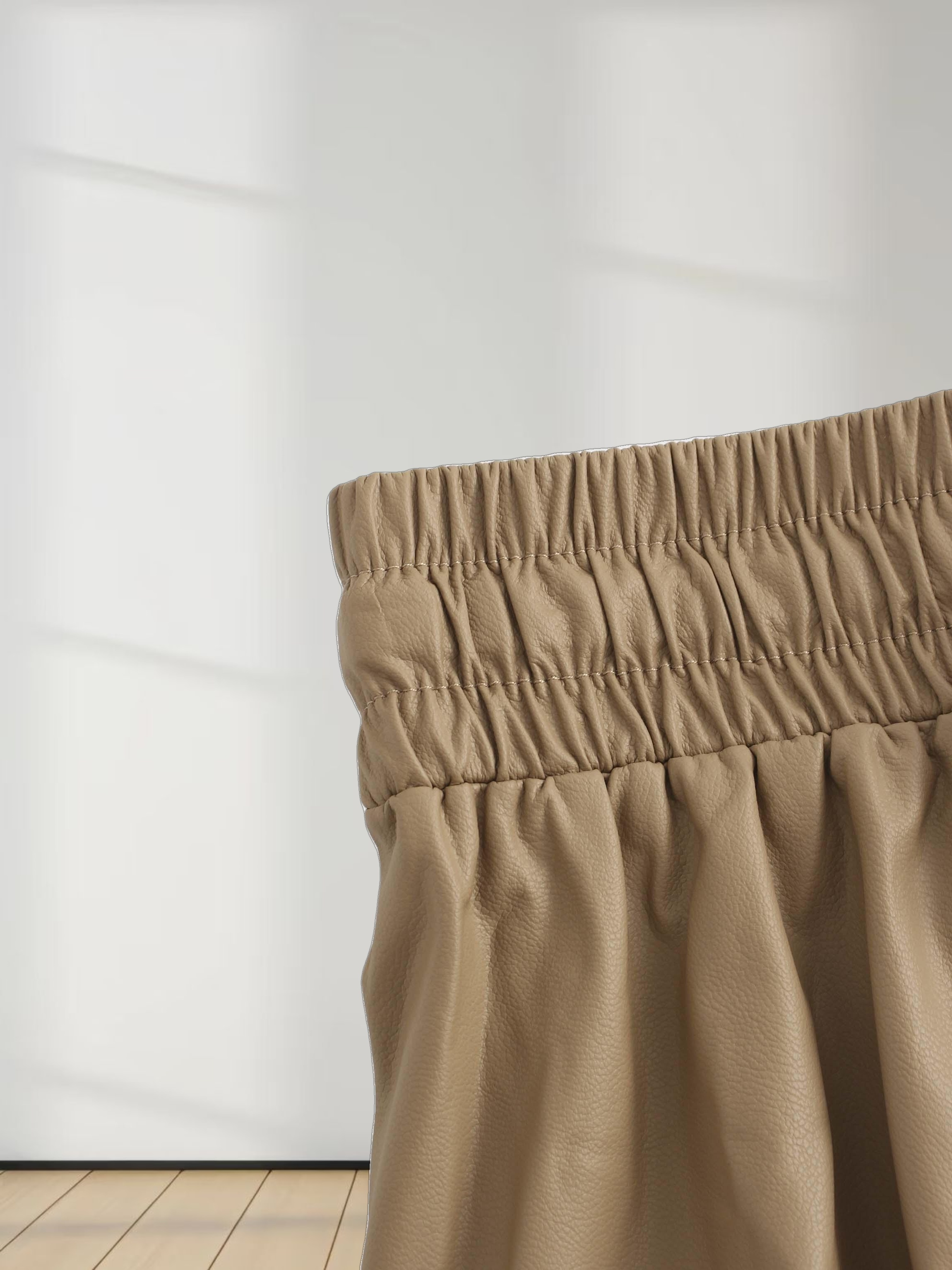 Drawstring Faux Leather Skirt-Camel