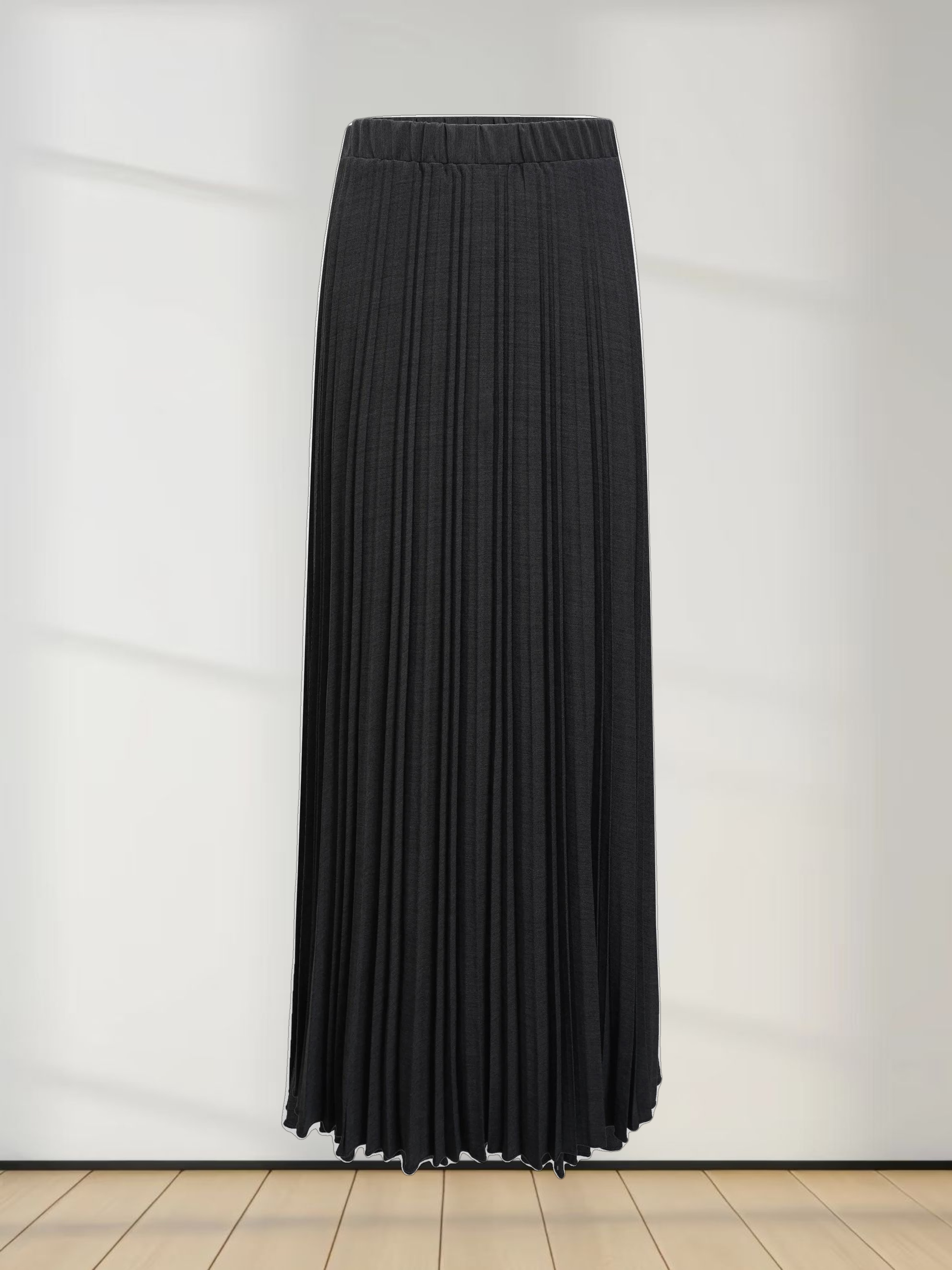 Mix Pleat Skirt-Denim Grey