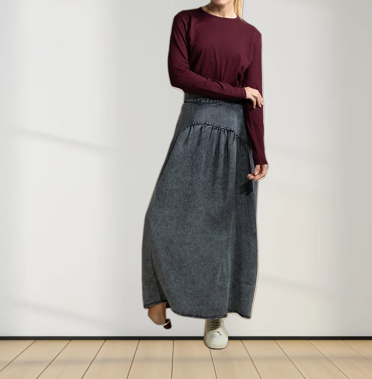 Crew Bomber Tee-Burgundy