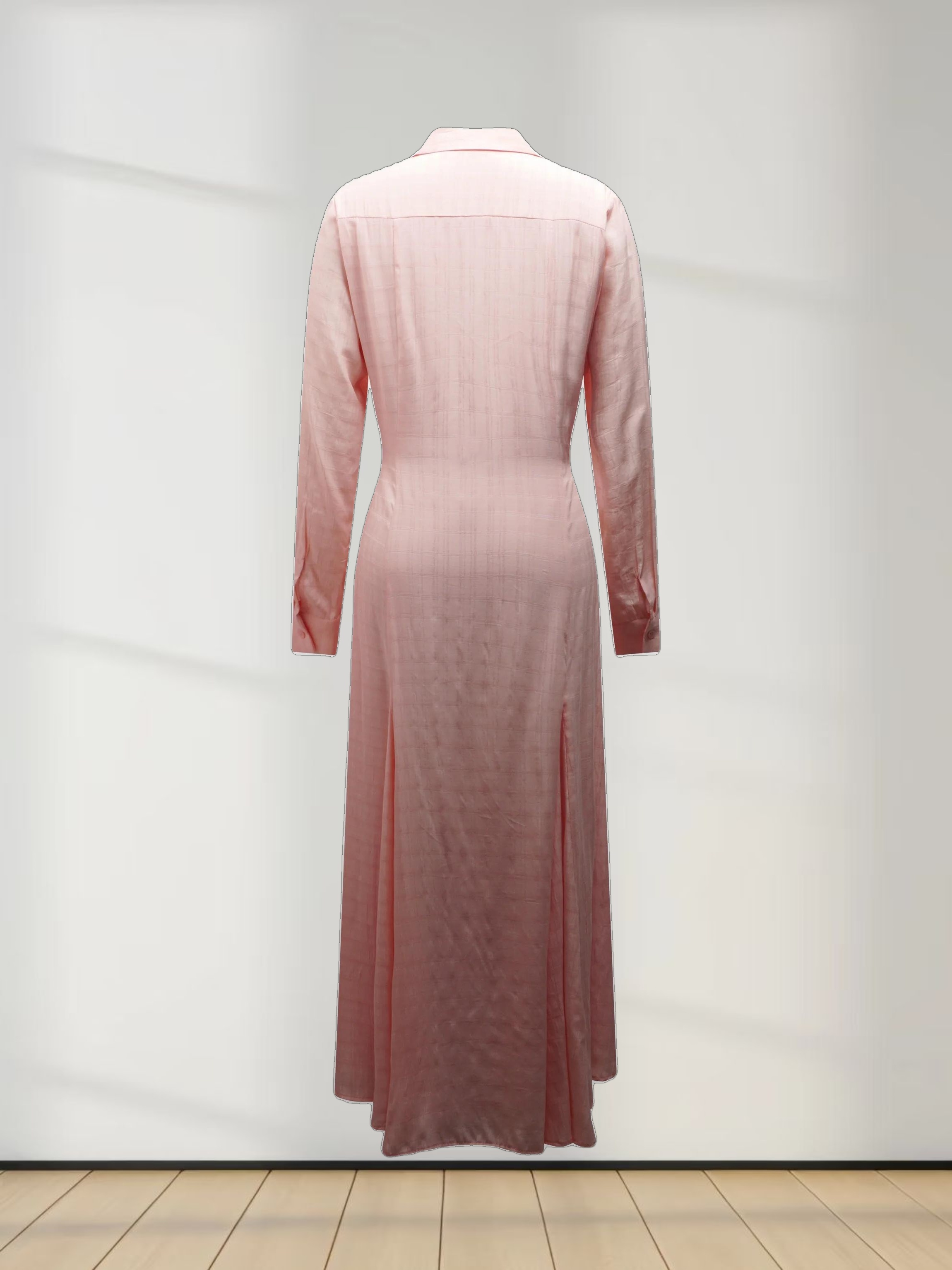 Collared A-Line Shirtdress-Pink Plaid