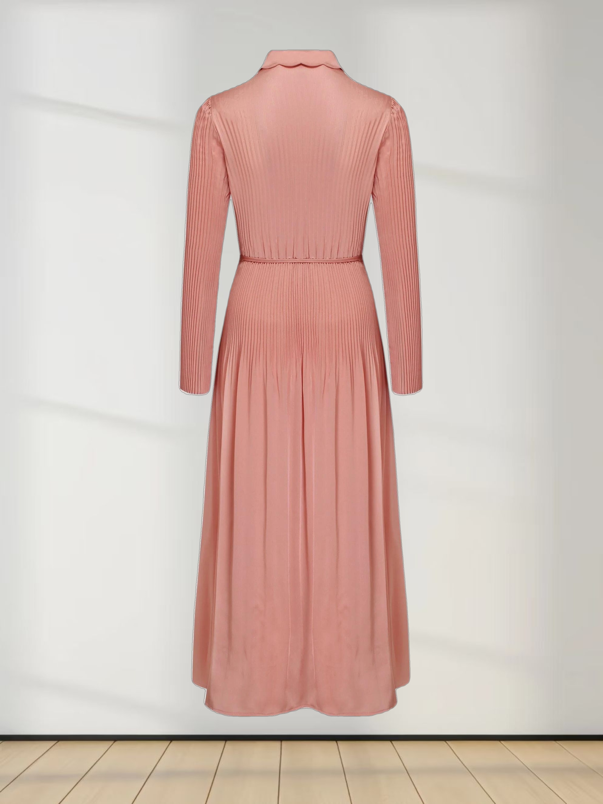 Micro Pleat Dress-Peach