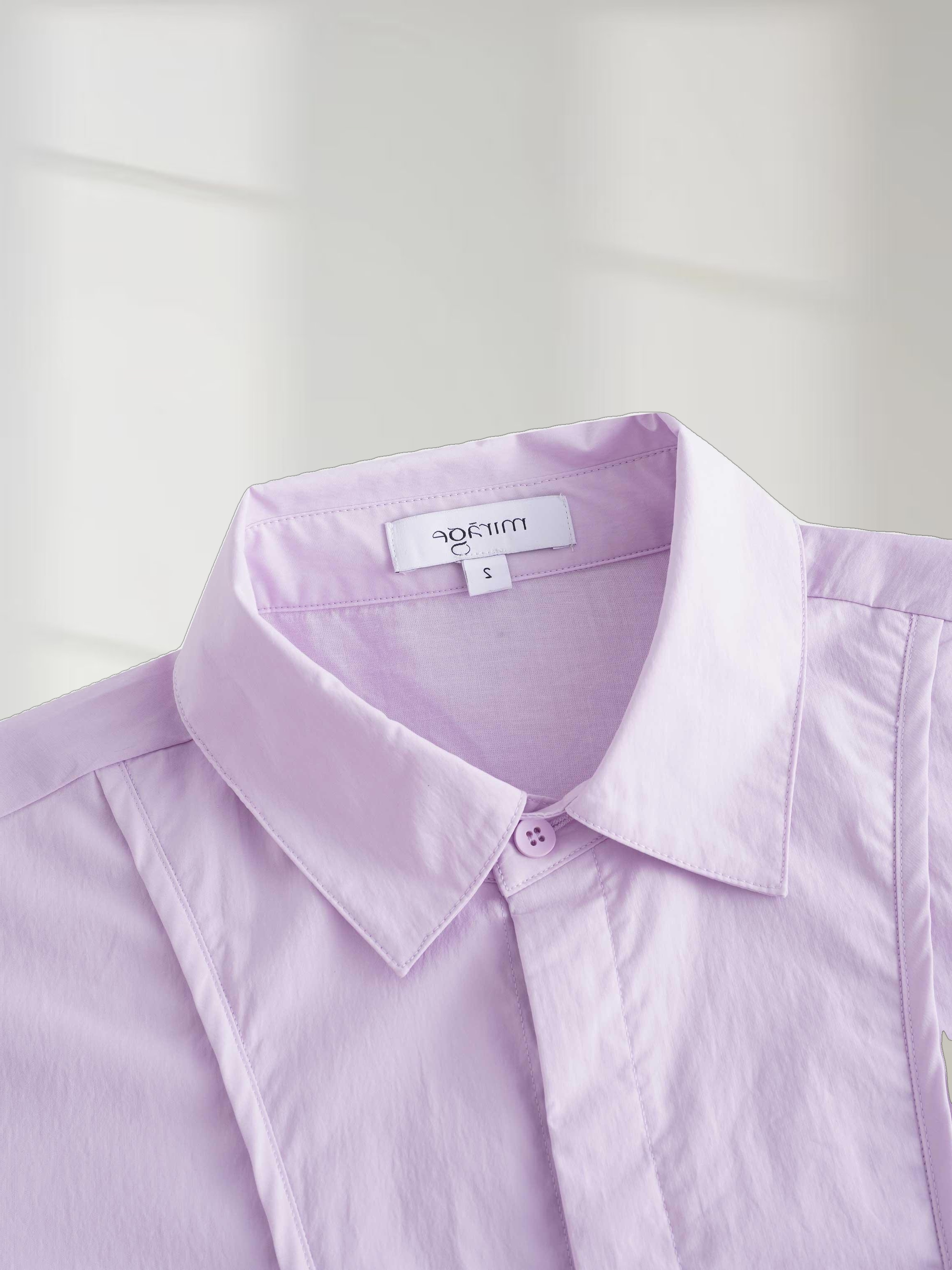 Drop Waist Pintuck Pleat Cotton Dress-Lavender