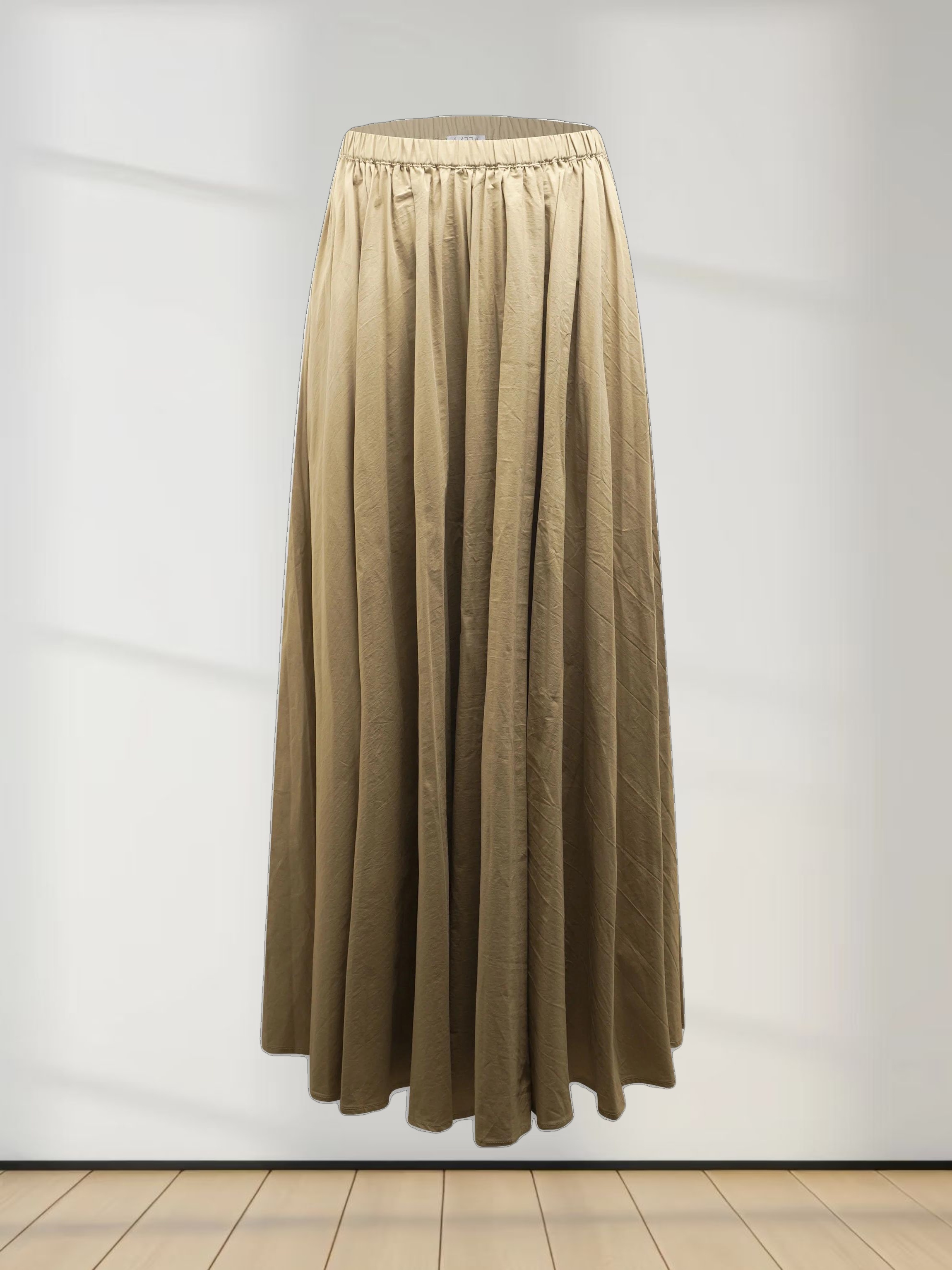 Micro Pleat Elastic Waist Skirt-Sand