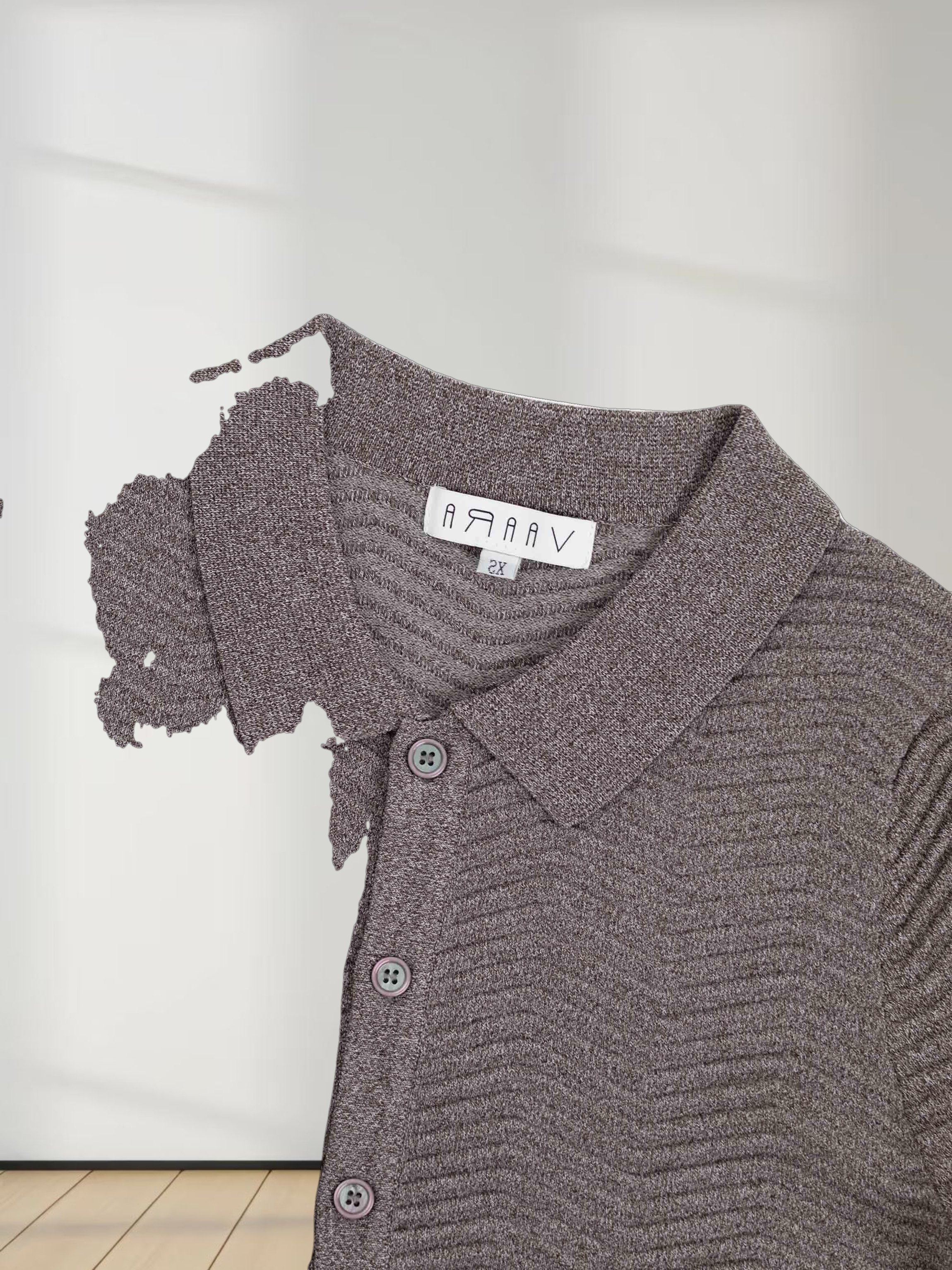 Wave Knit Cardigan-Heathered Brown