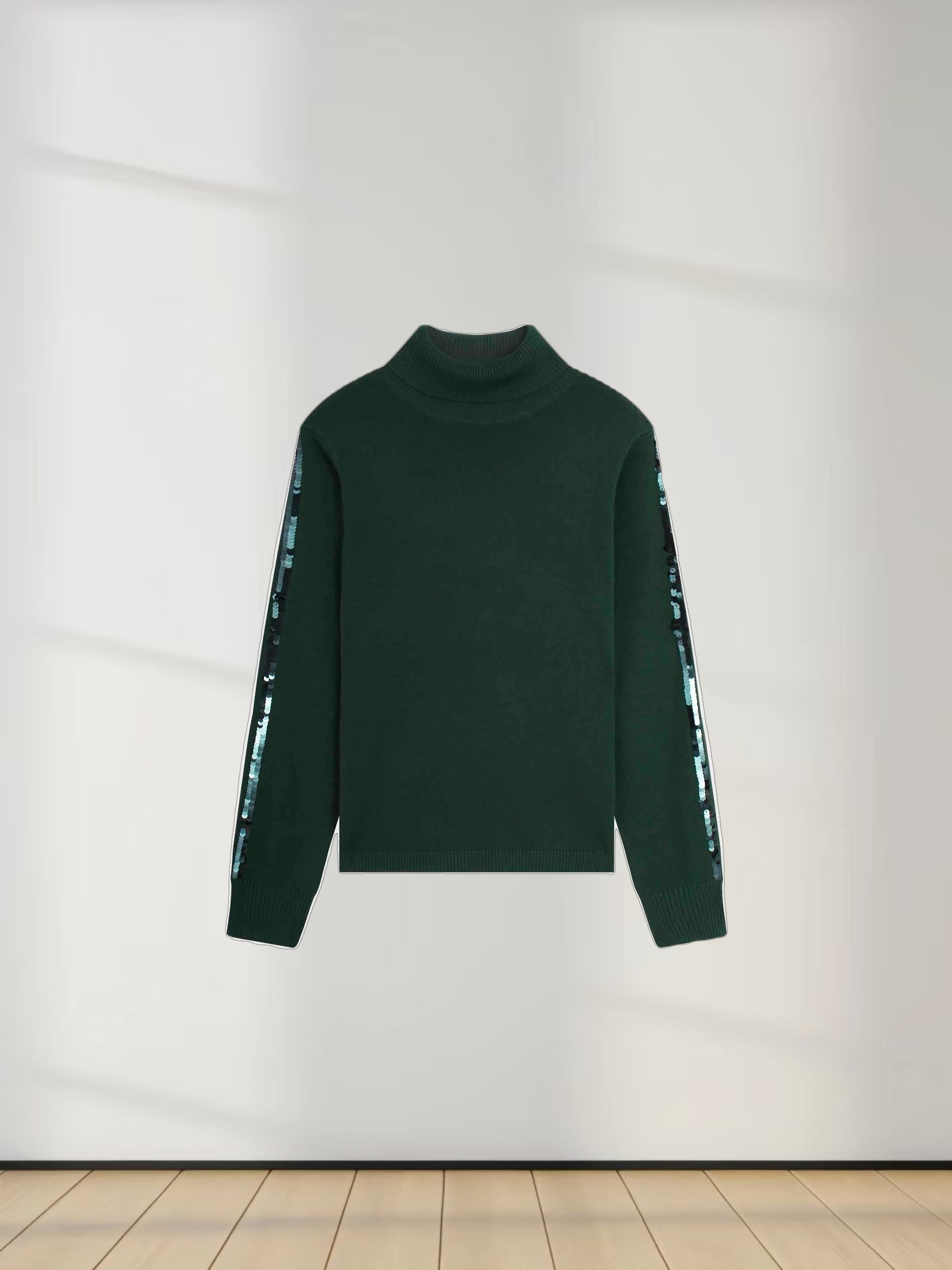 Sequin Trim Sweater-Green