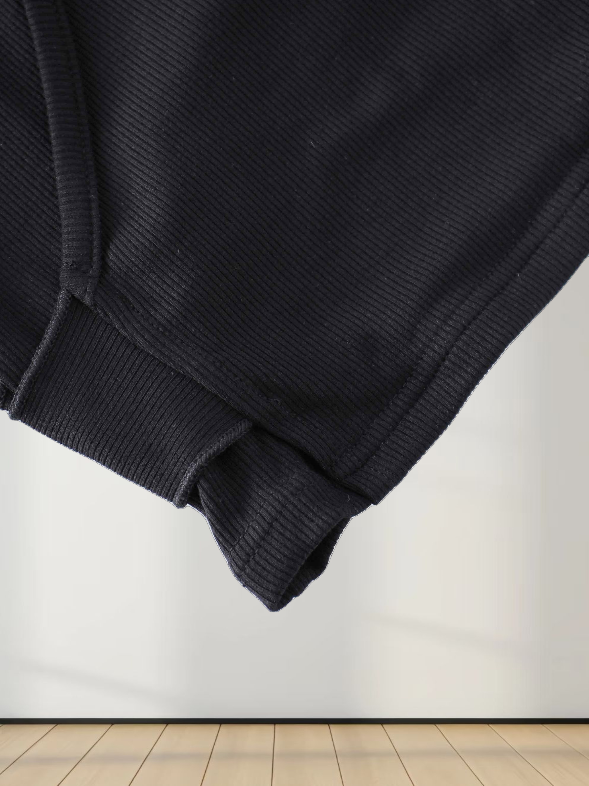 RIBBED WRAP TEE-BLACK