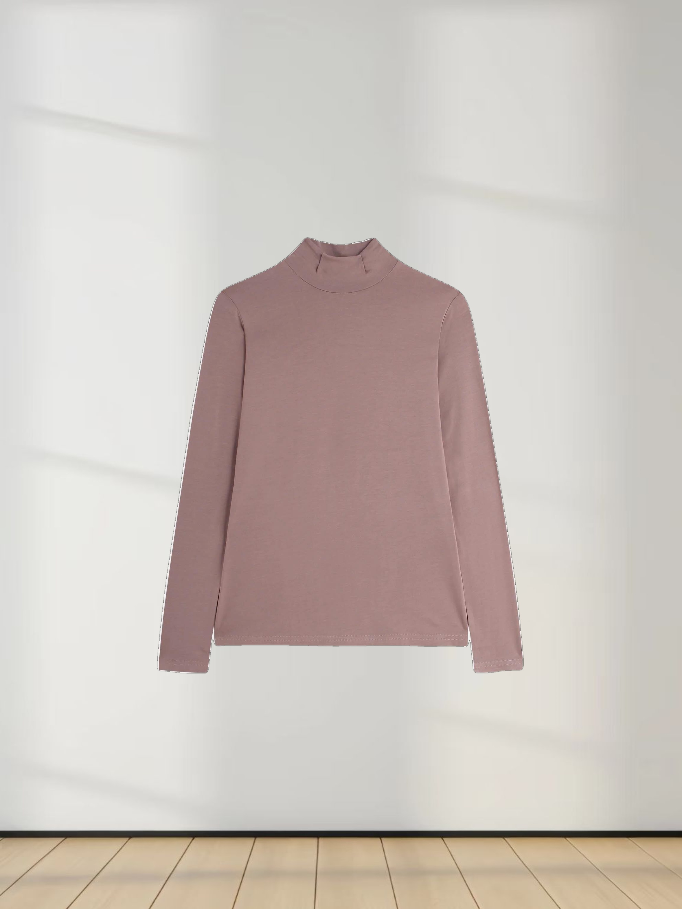 Modal Turtleneck Long Sleeve-Clay