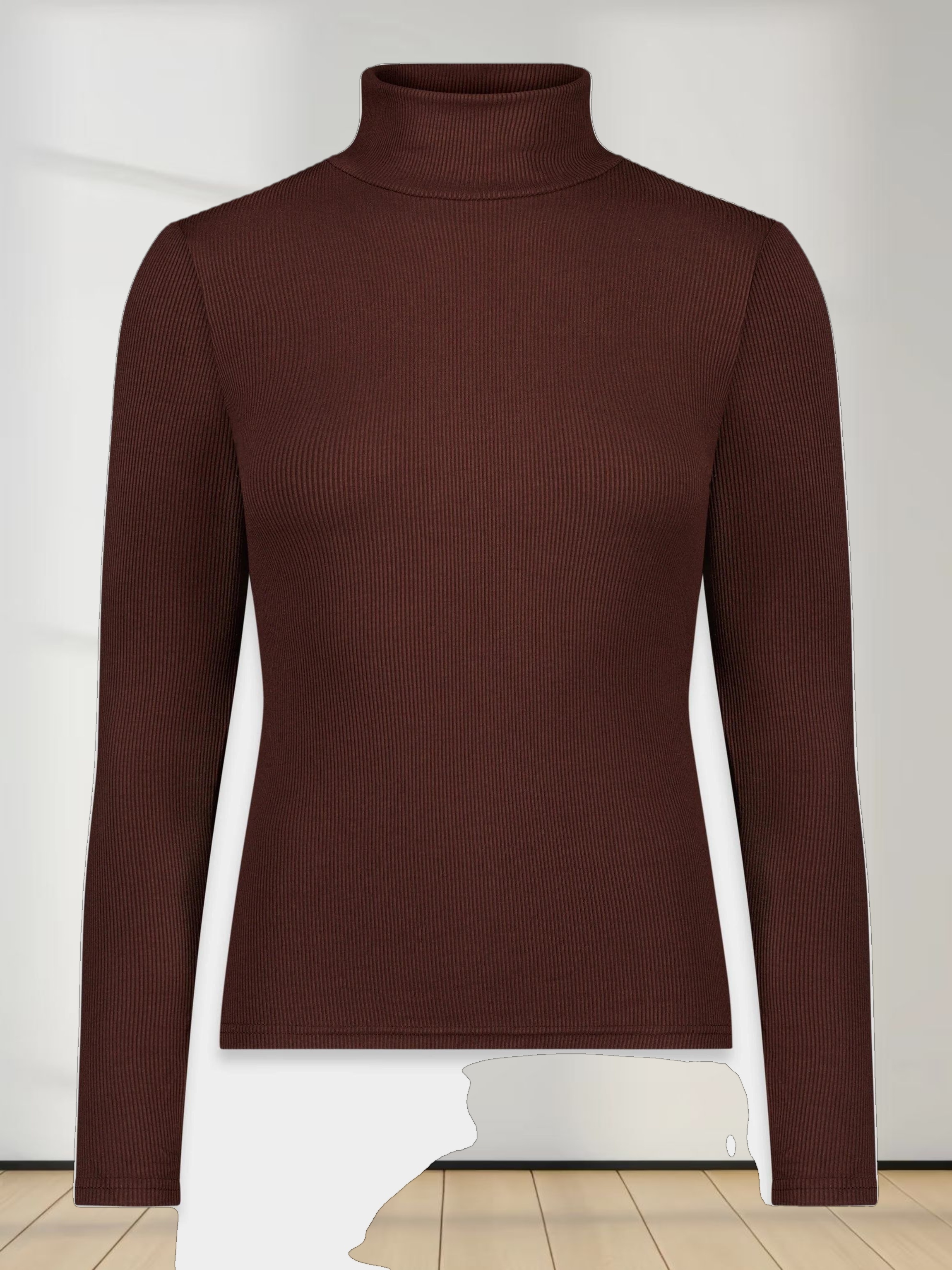 RIBBED TURTLENECK-BROWN