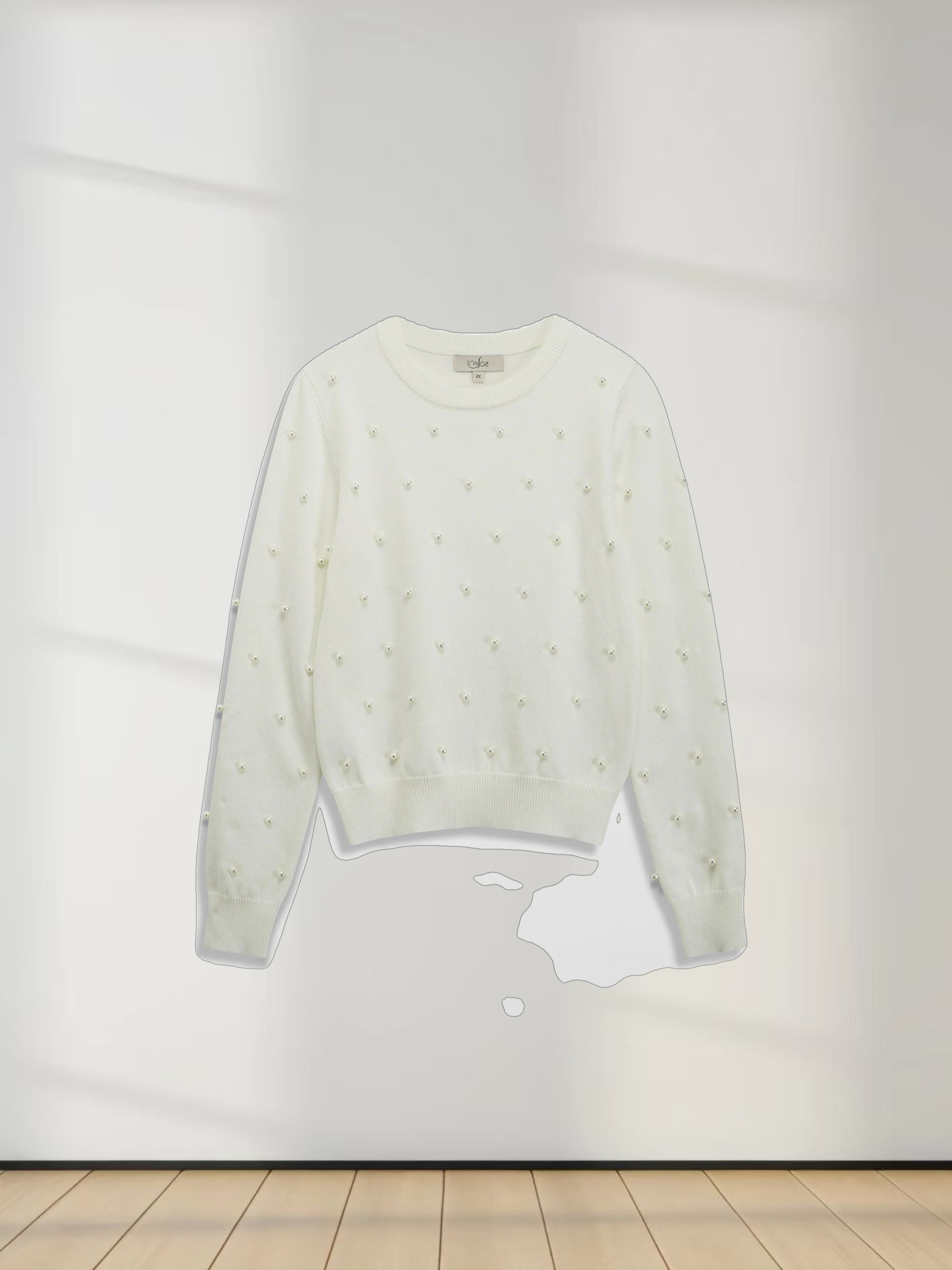 Pearl Embellished Sweater-Ivory