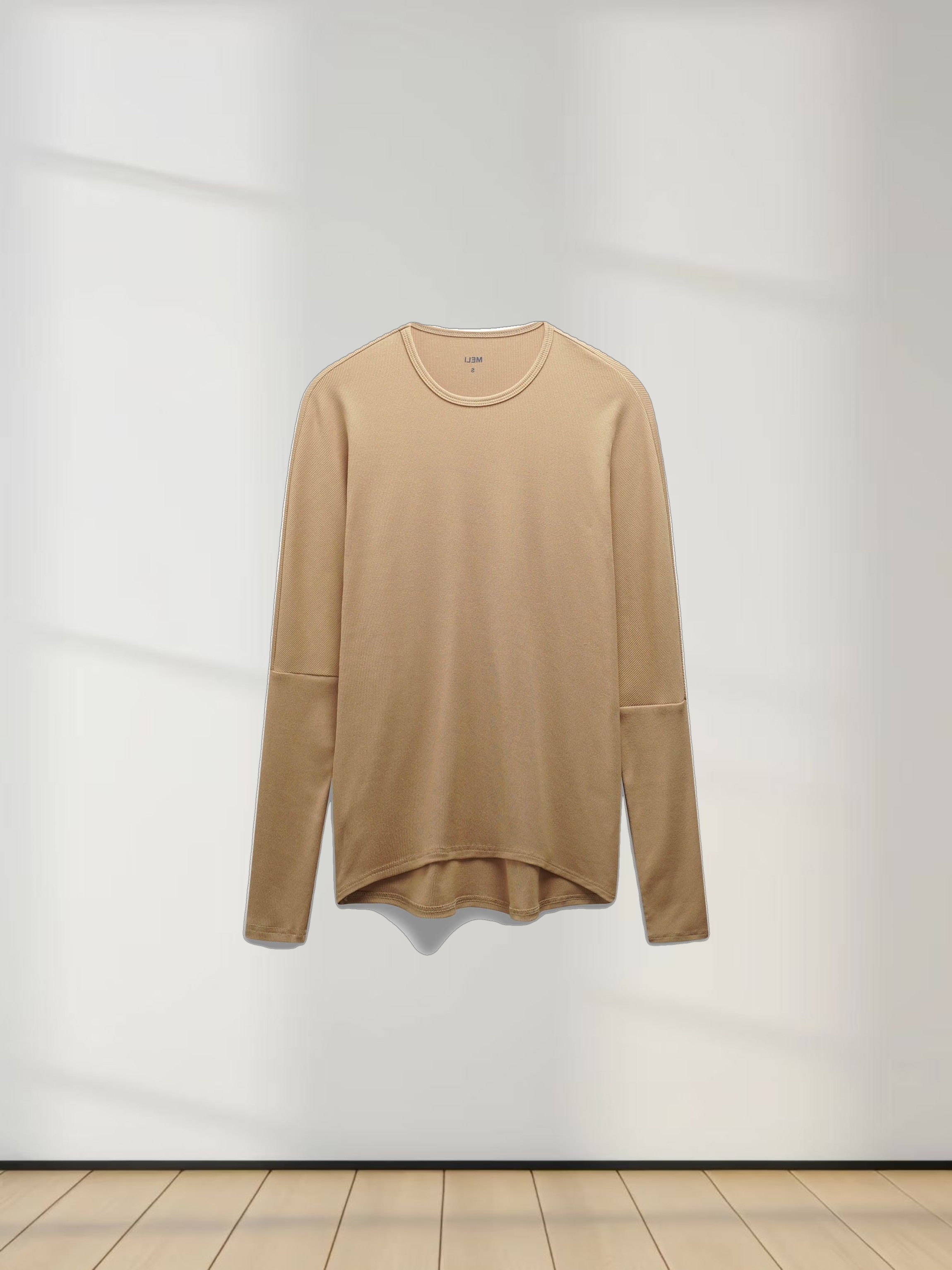 CREW RIBBED DOLMAN-TAUPE