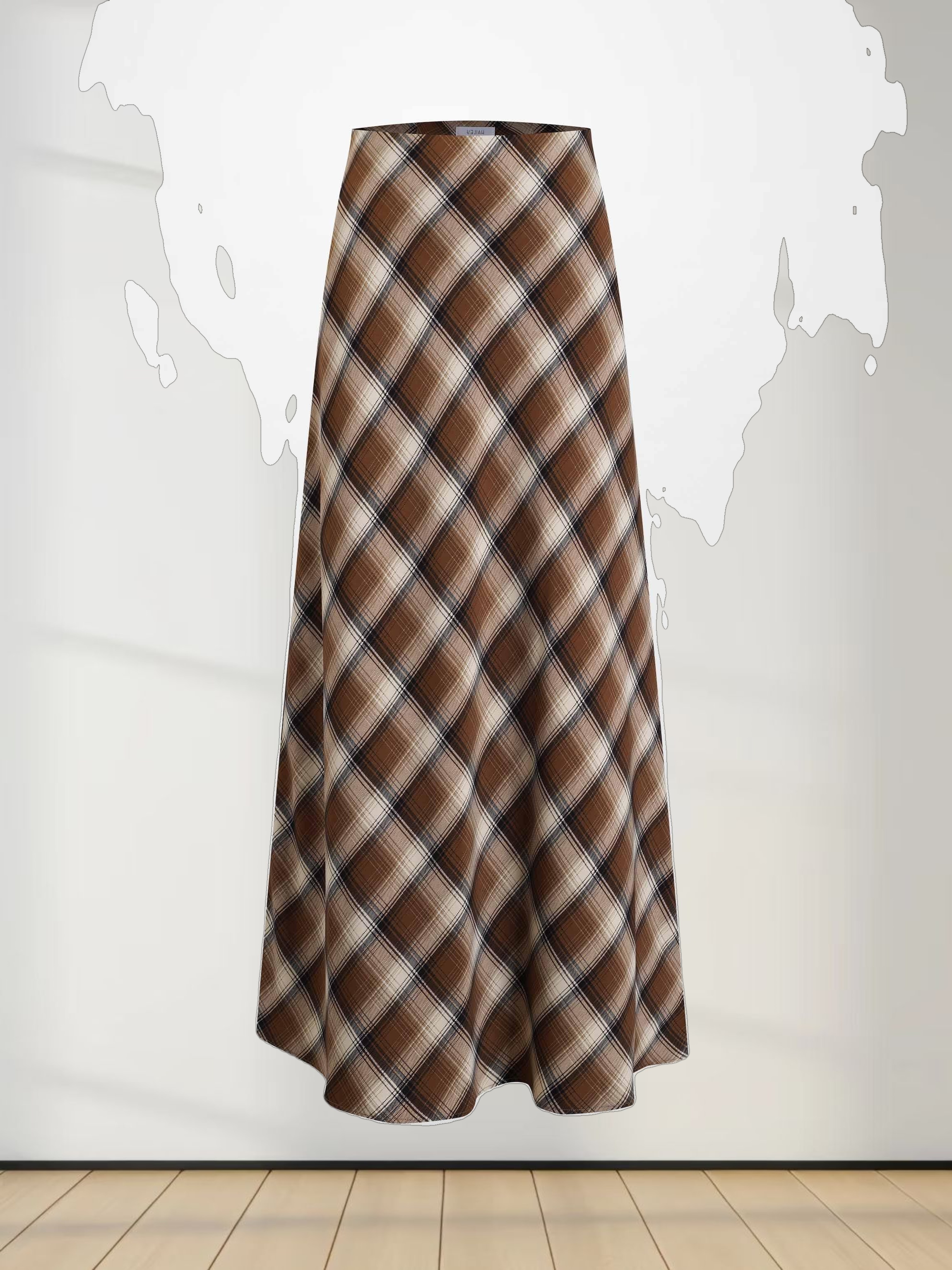 Plaid Slip Skirt-Brown Plaid