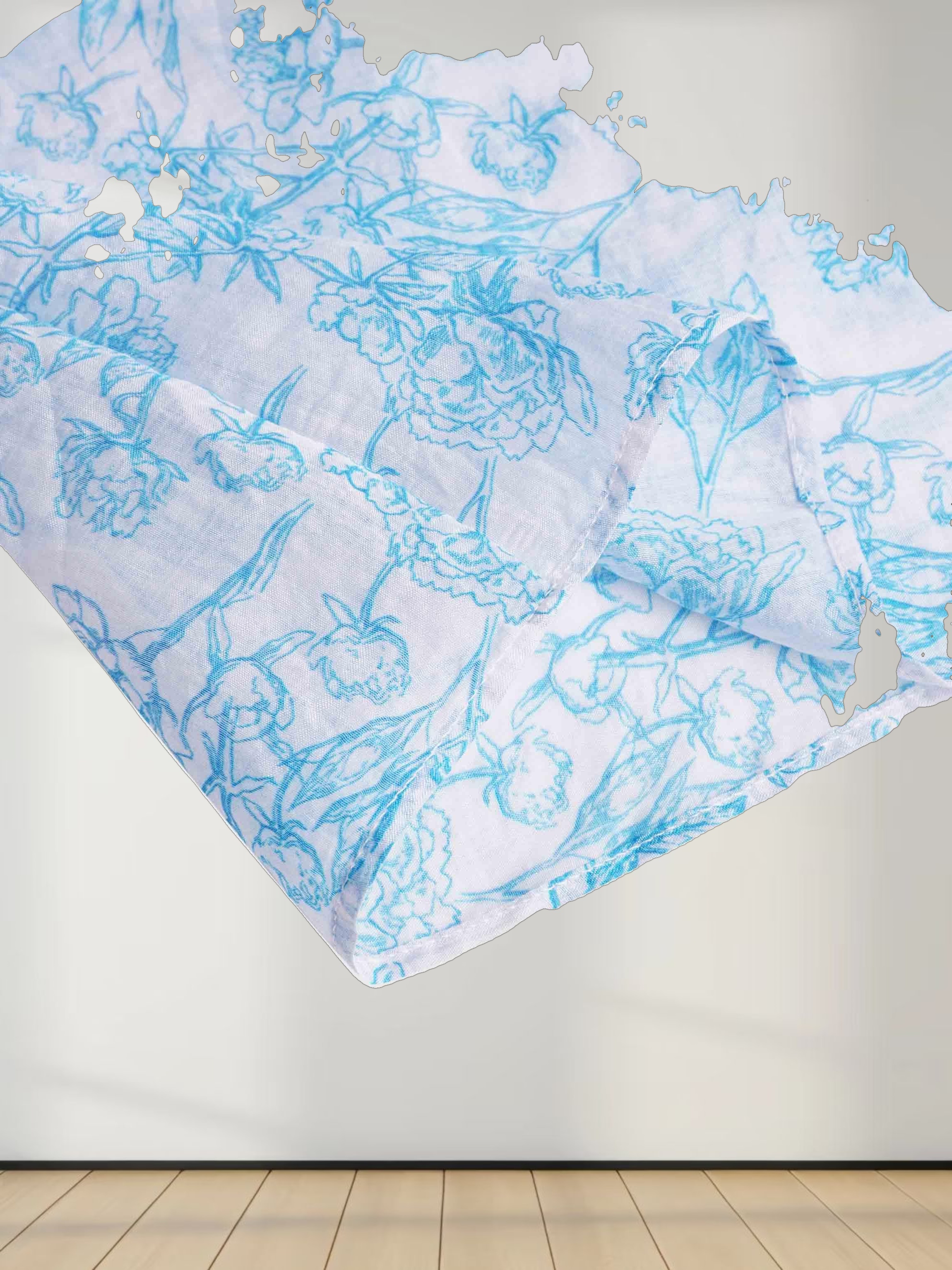 Ruffle Sleeve Two Tone Dress-Aqua Floral