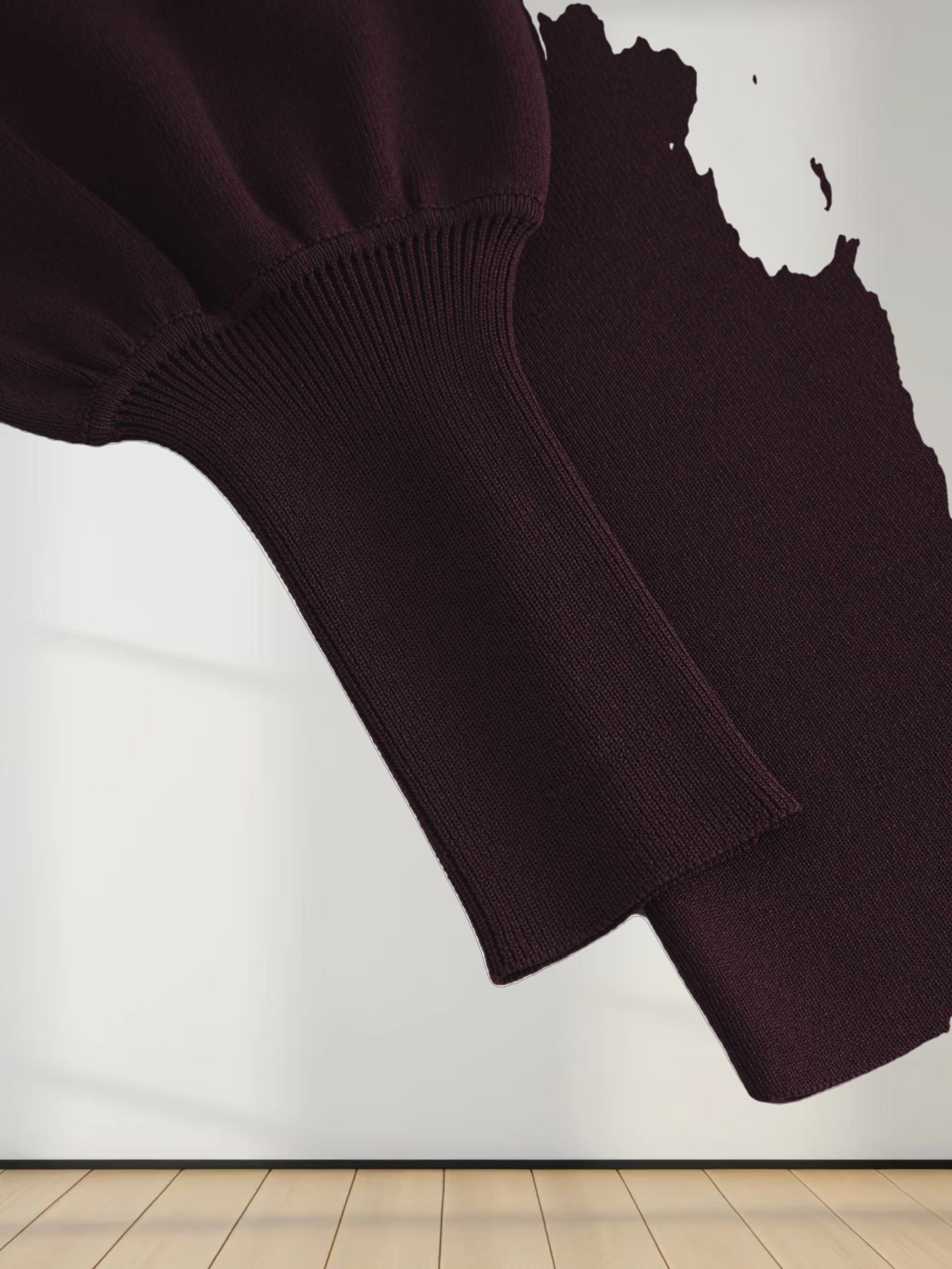 High Cuff Sweater-Burgundy