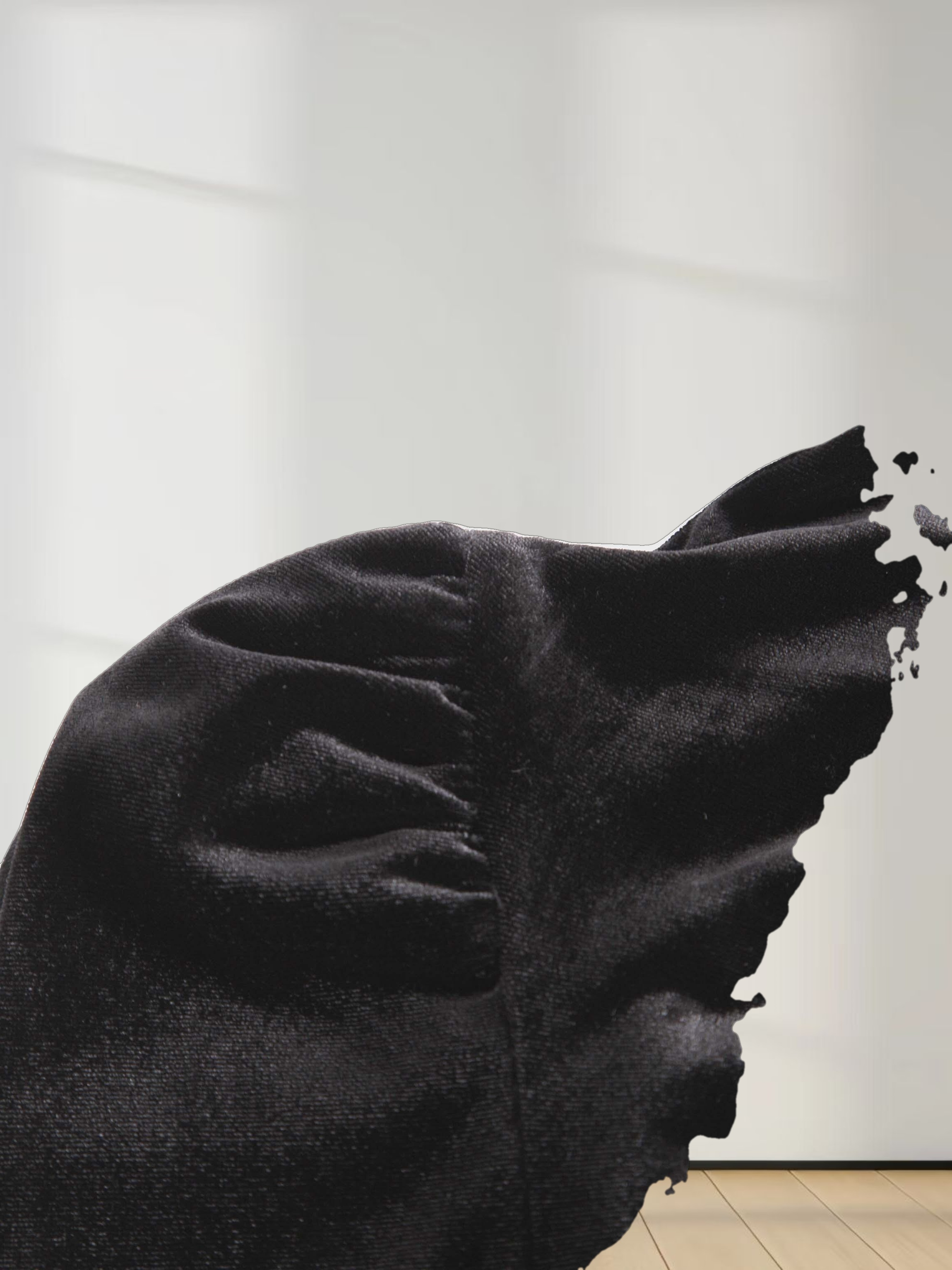 Side Ruched Velour Turtleneck-Black