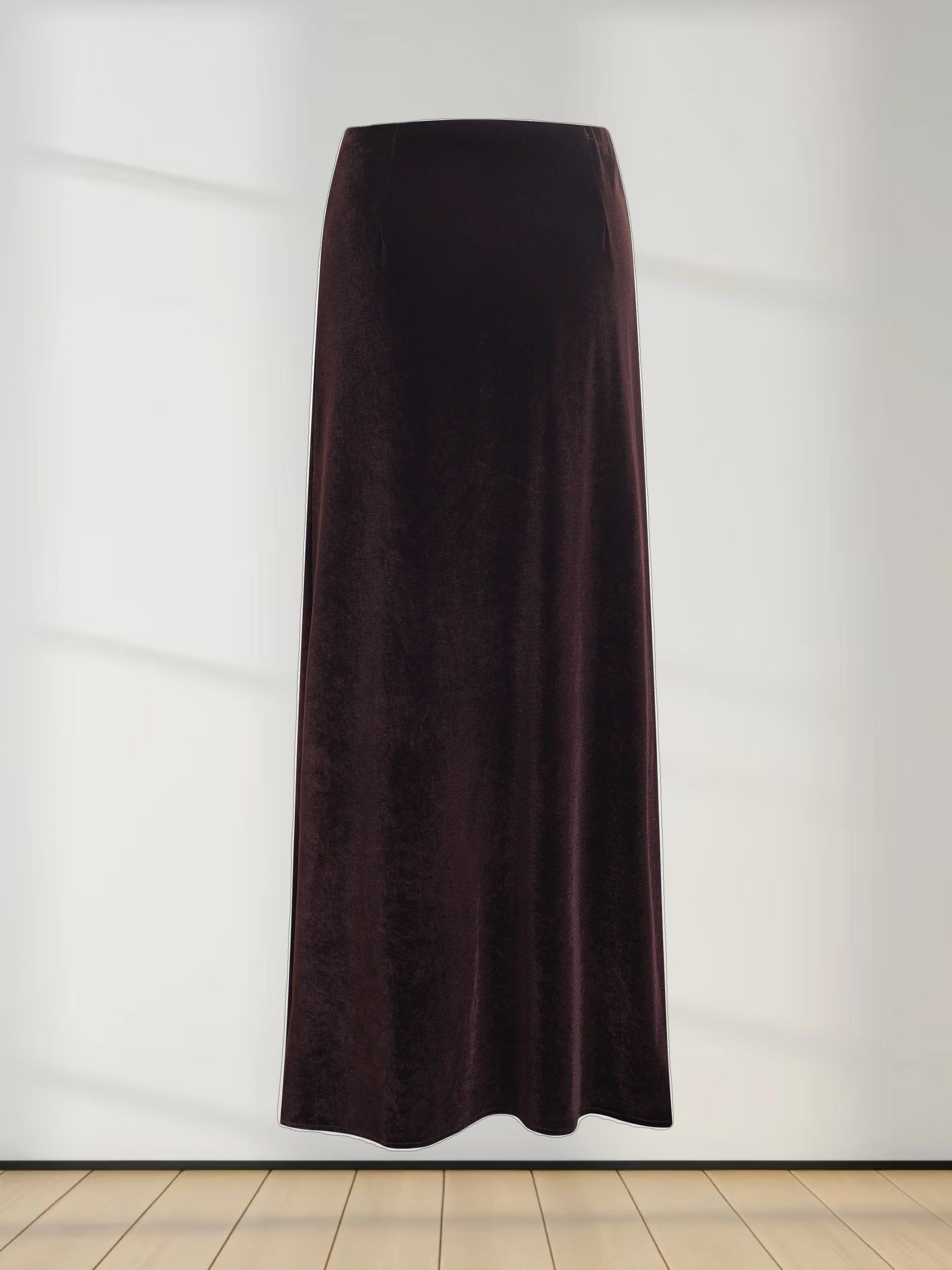 Velour Slip Skirt-Brown