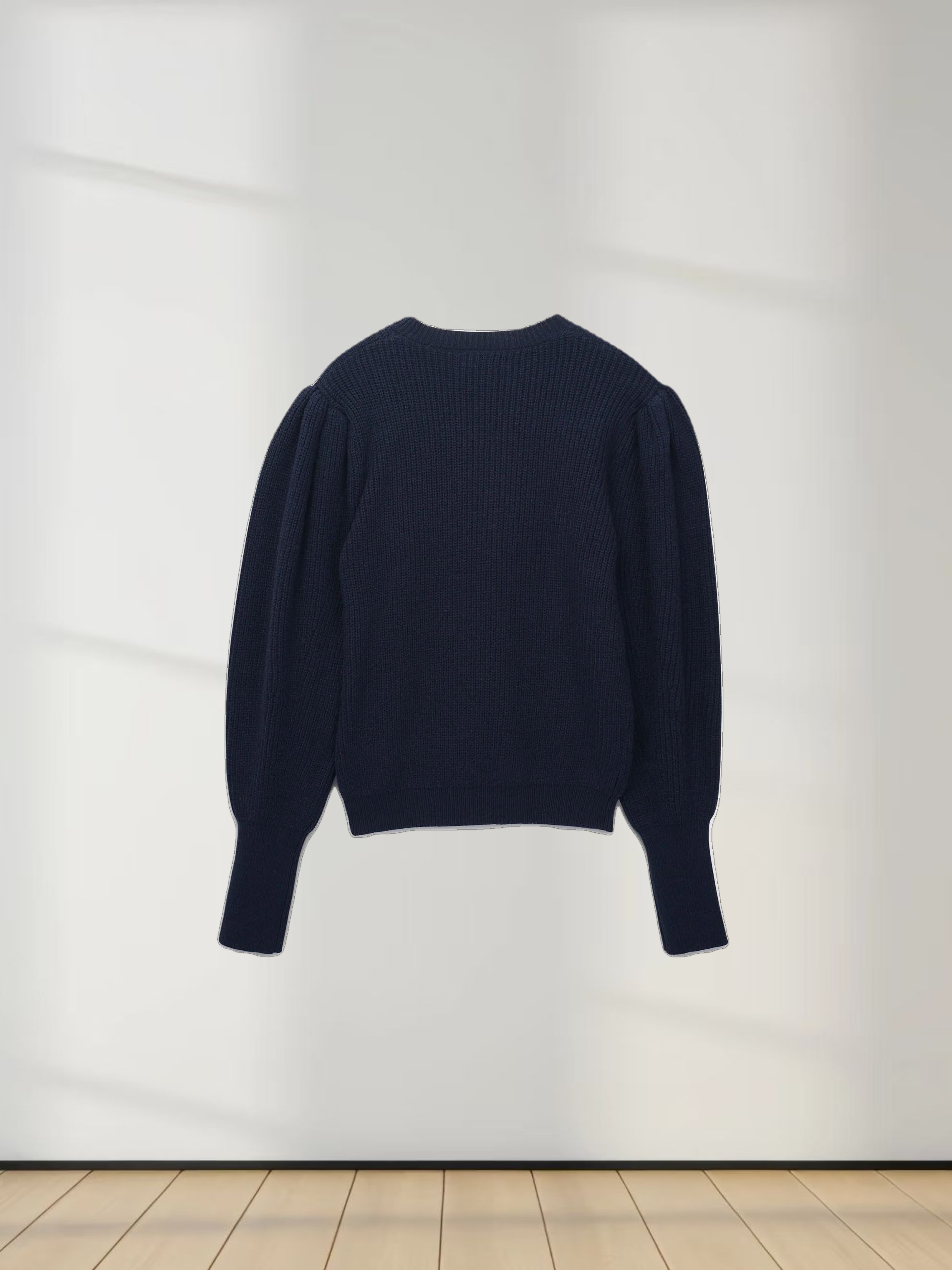 Puff Sleeve Sweater-Navy