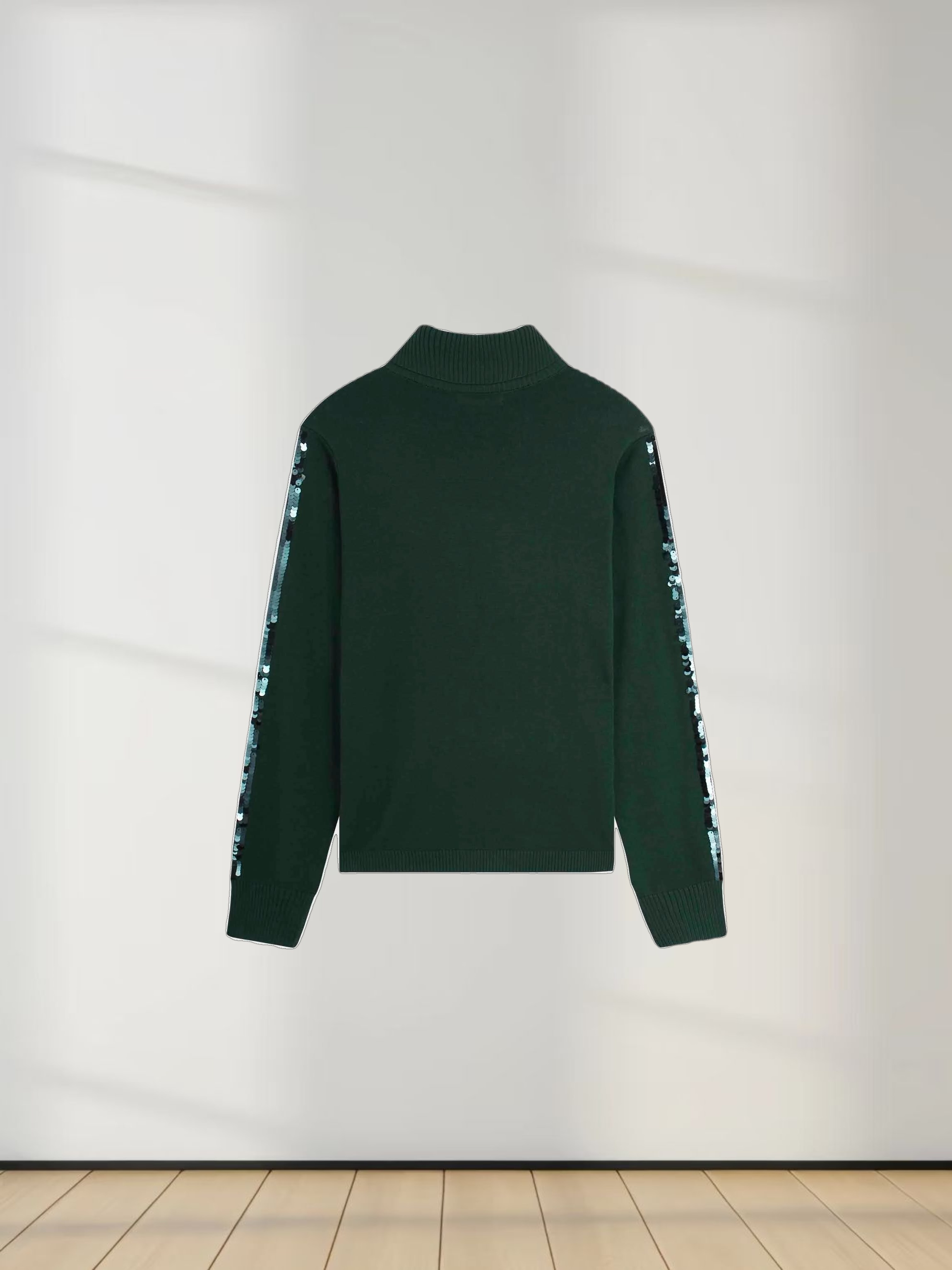Sequin Trim Sweater-Green