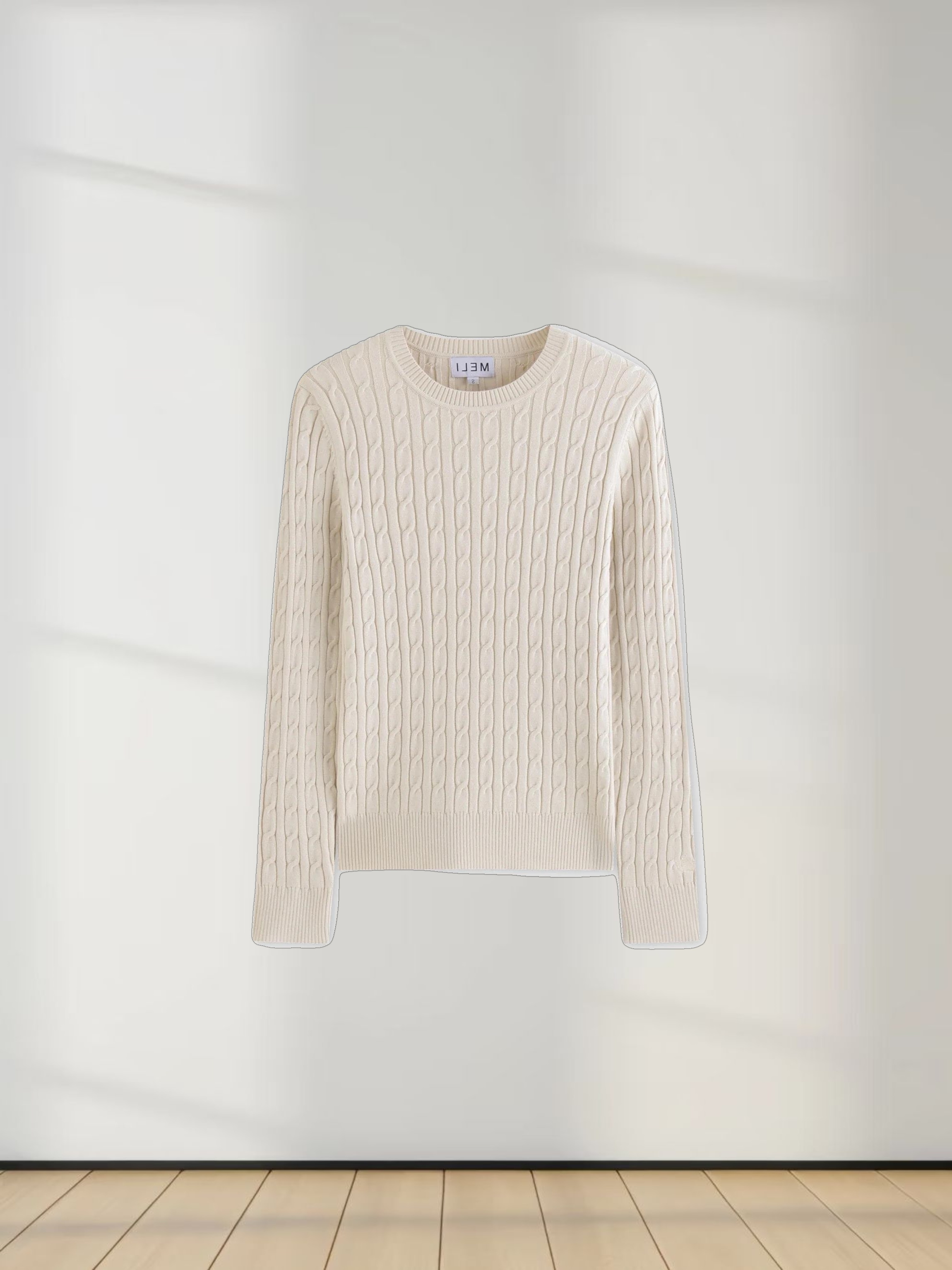 Knit Cable Sweater-Cream