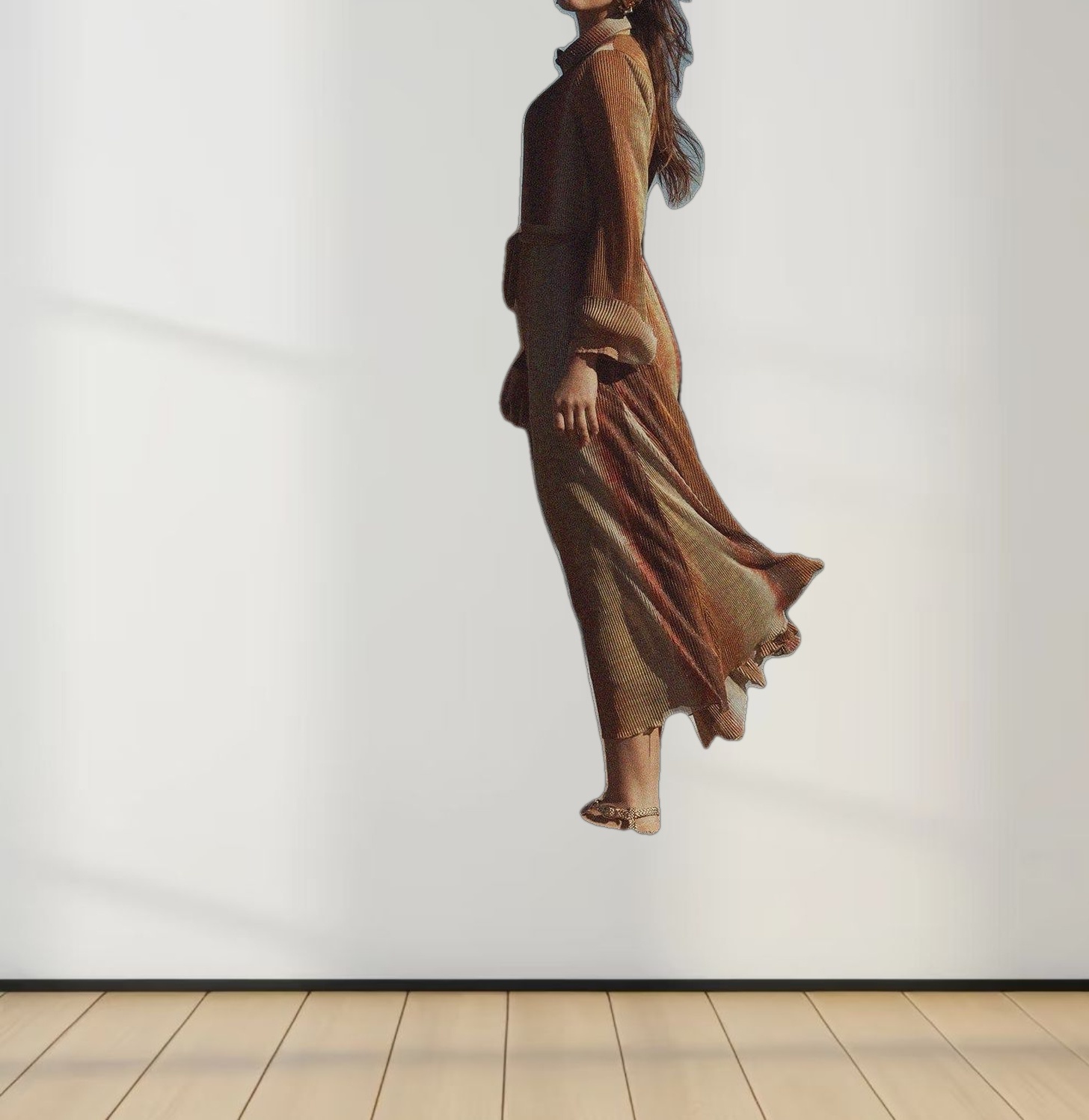 Micro Pleats Princess Style Dress-Copper Shimmer