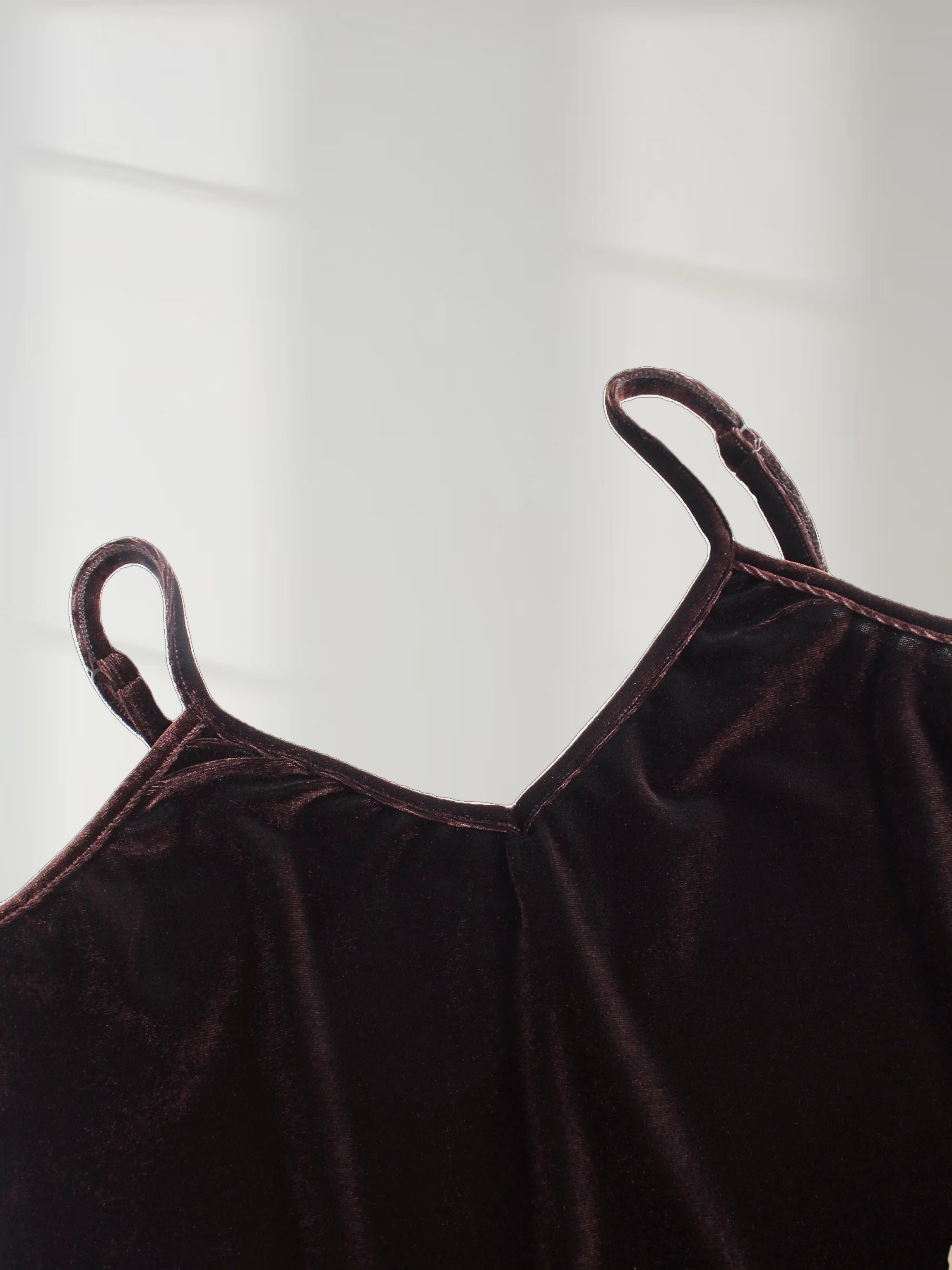 Ombre Velour Slip Dress-Brown