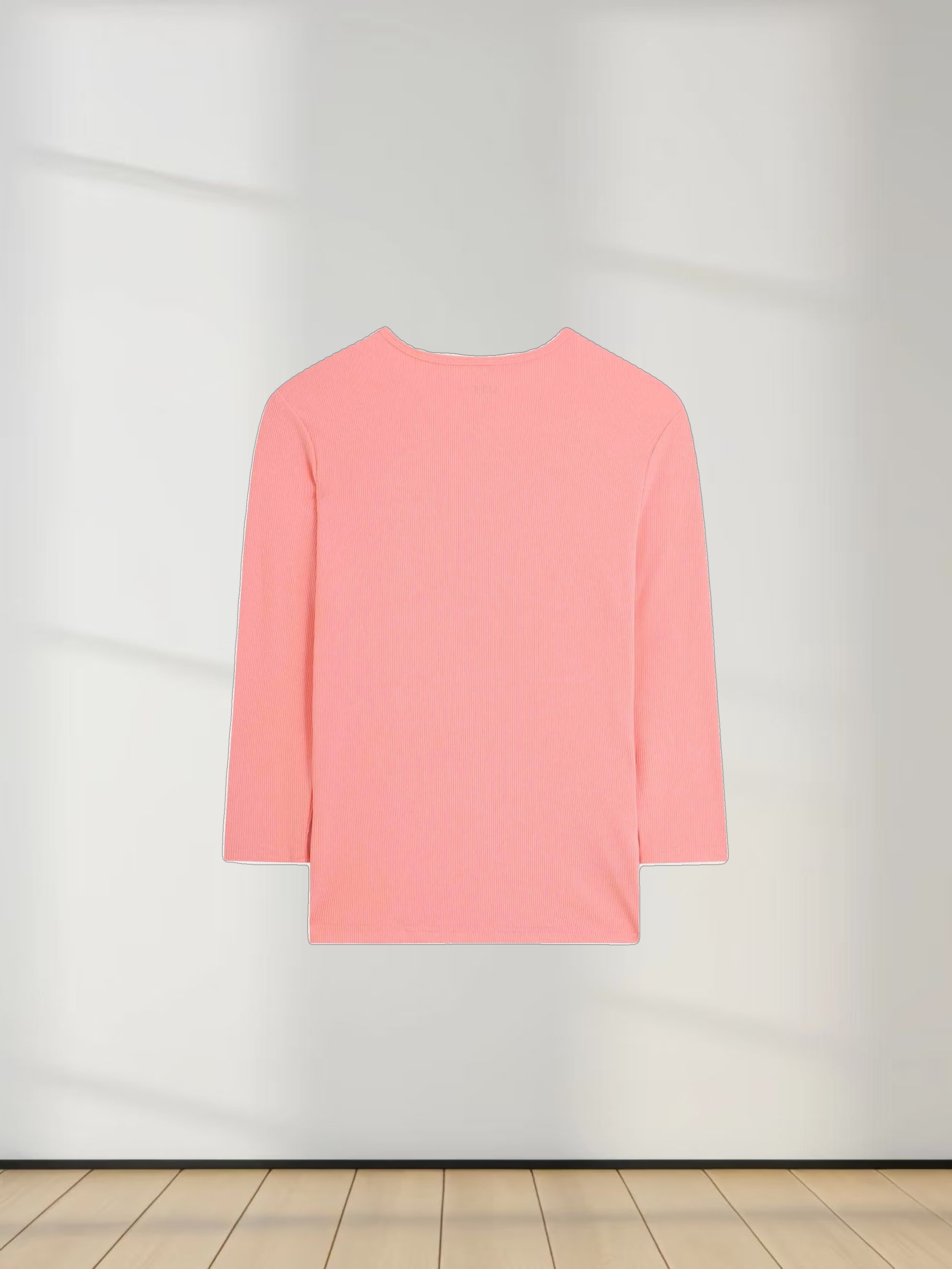 RIBBED HIGH V 3Q-PINK