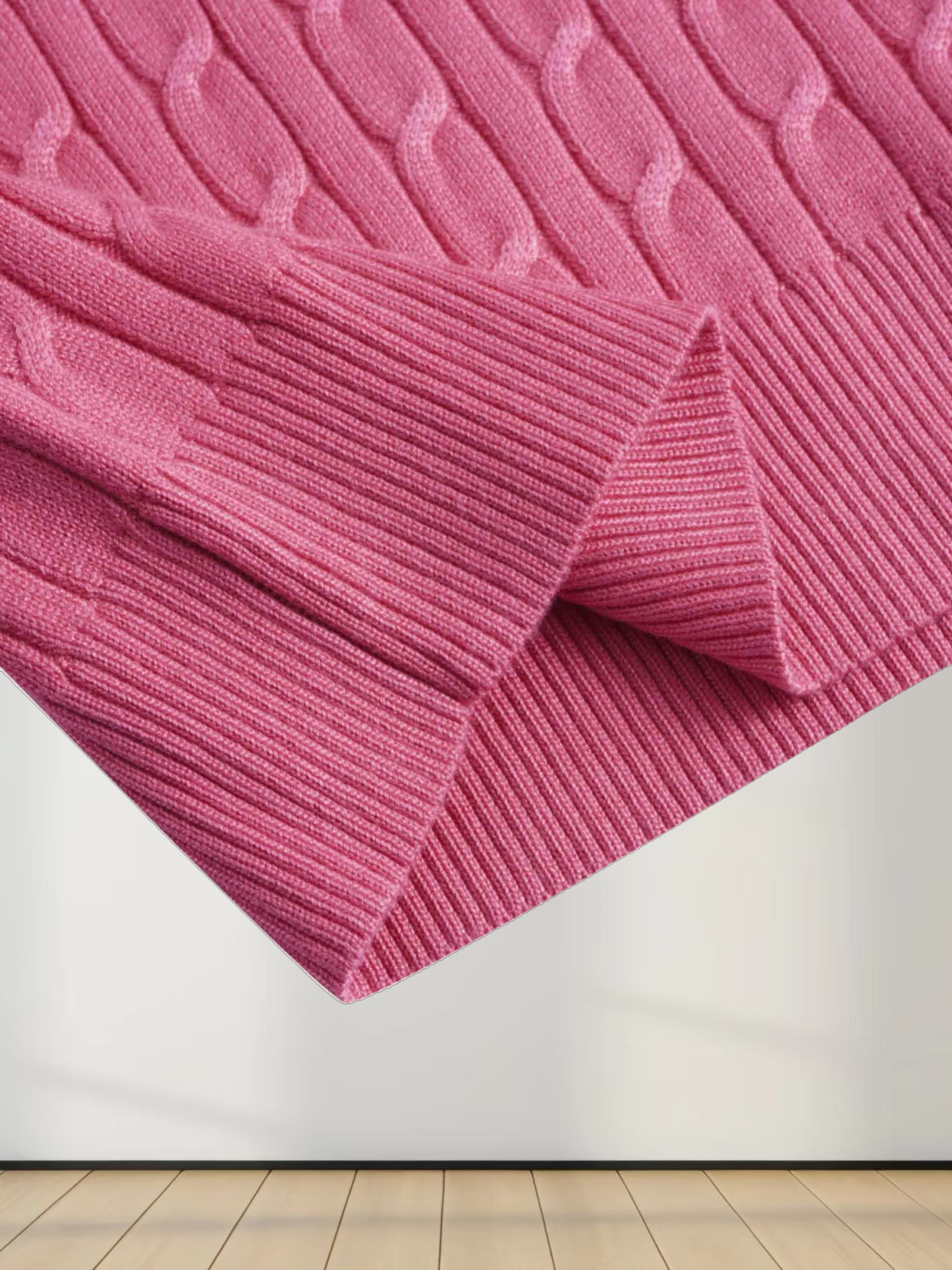 Knit Cable Sweater-Rose Pink