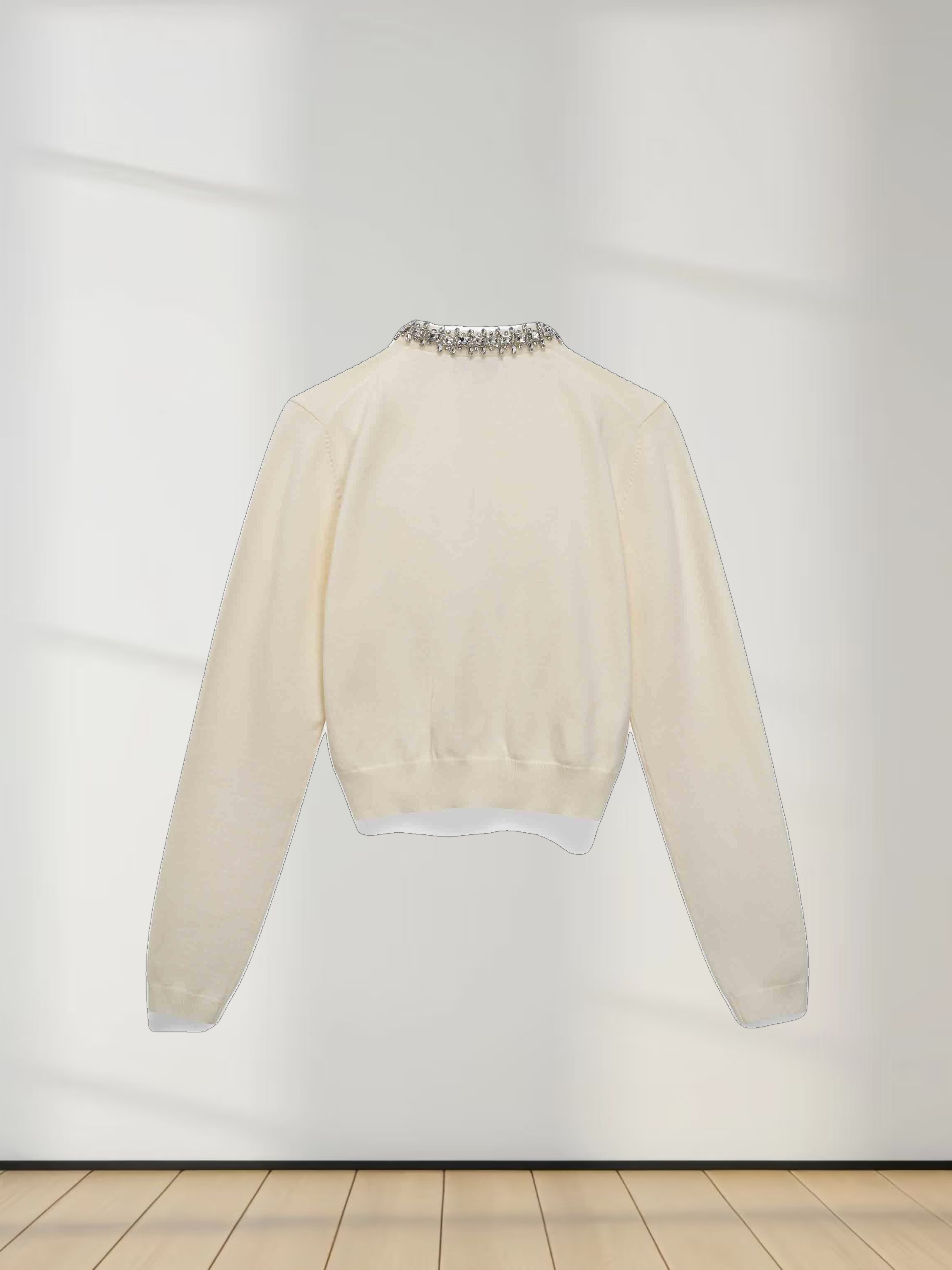 Embellished Cardigan Sweater-Cream