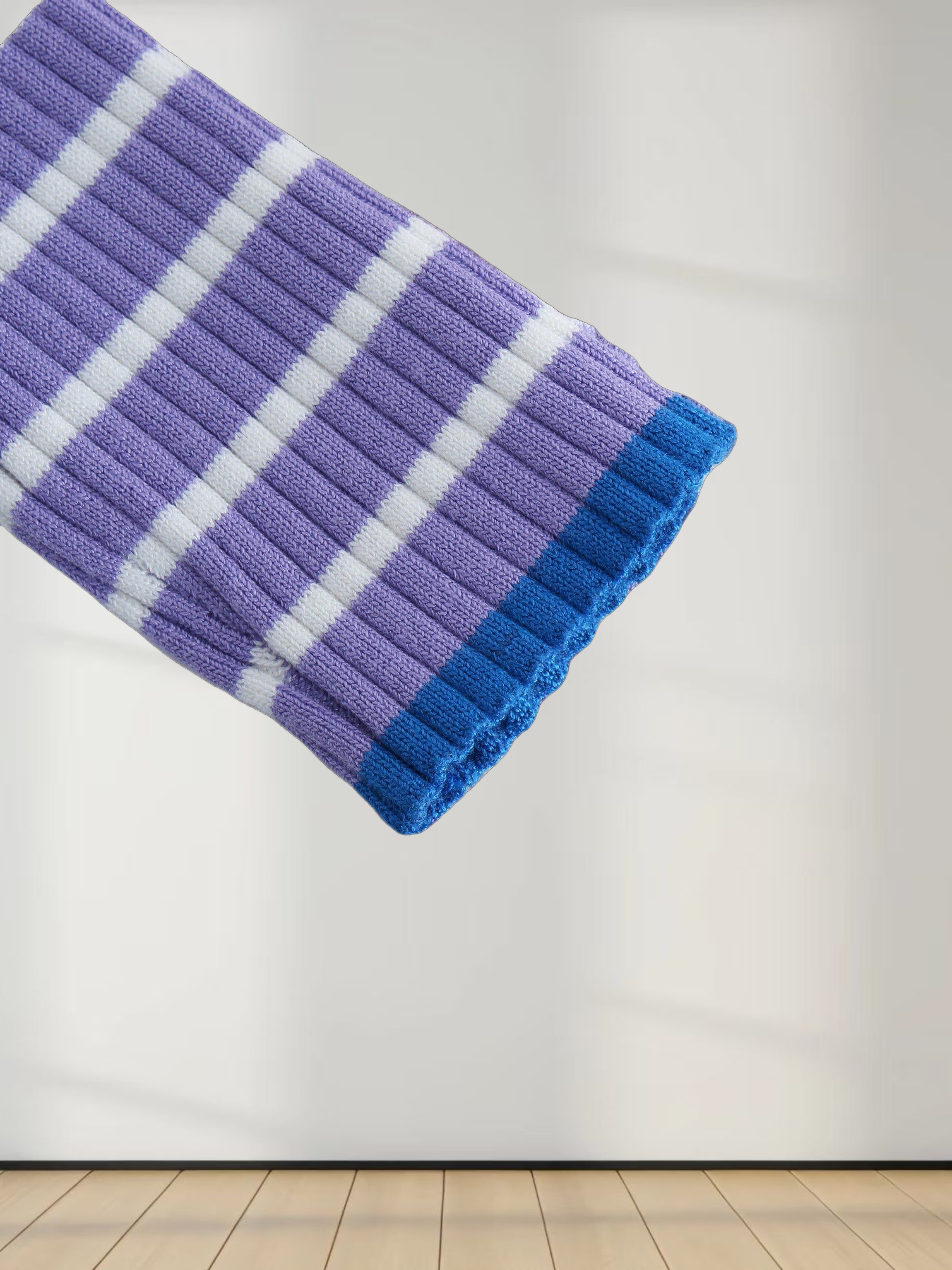 Ribbed Striped Polo Sweater-Shades of Purple