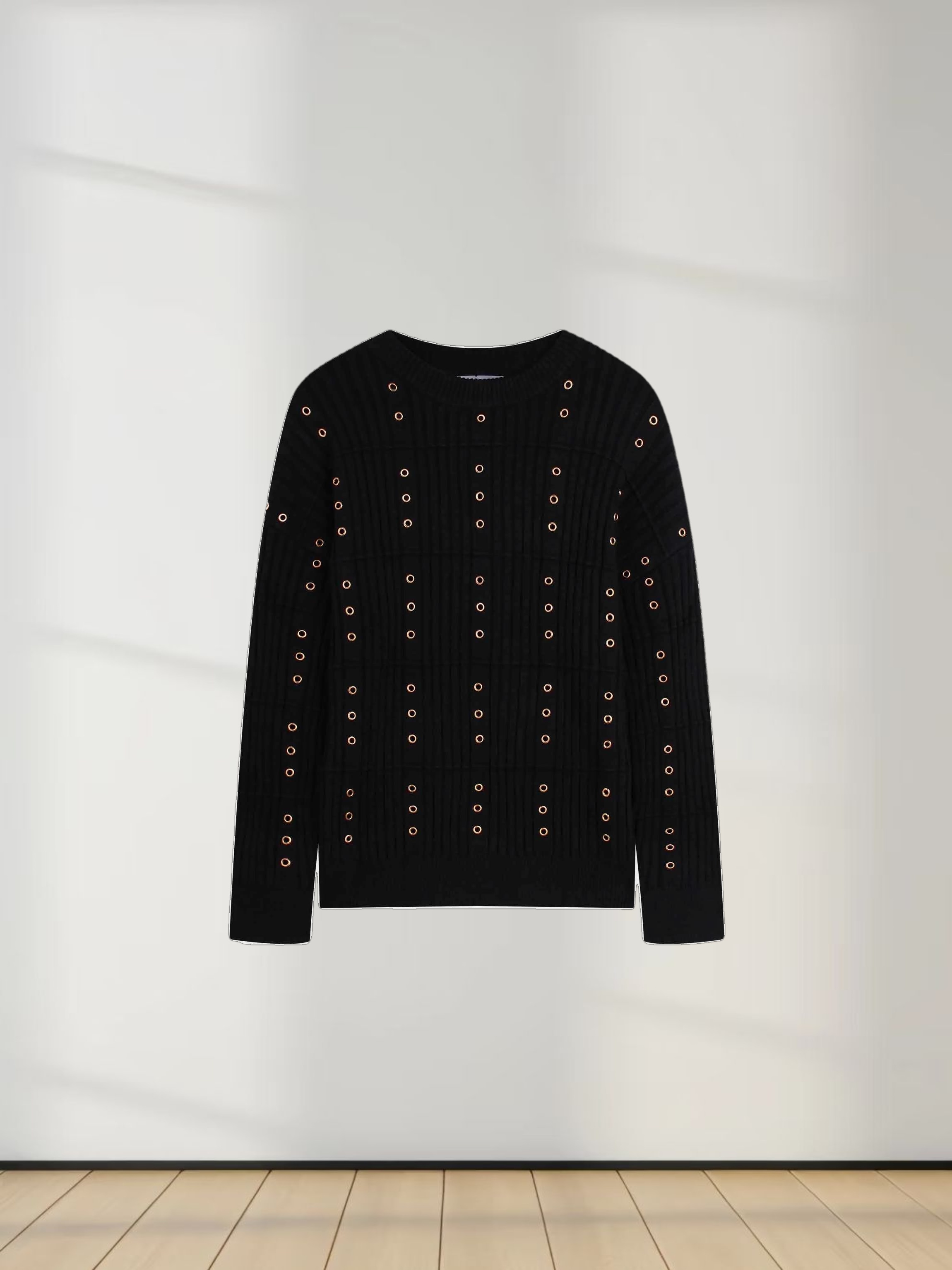 Grommet Sweater-Black