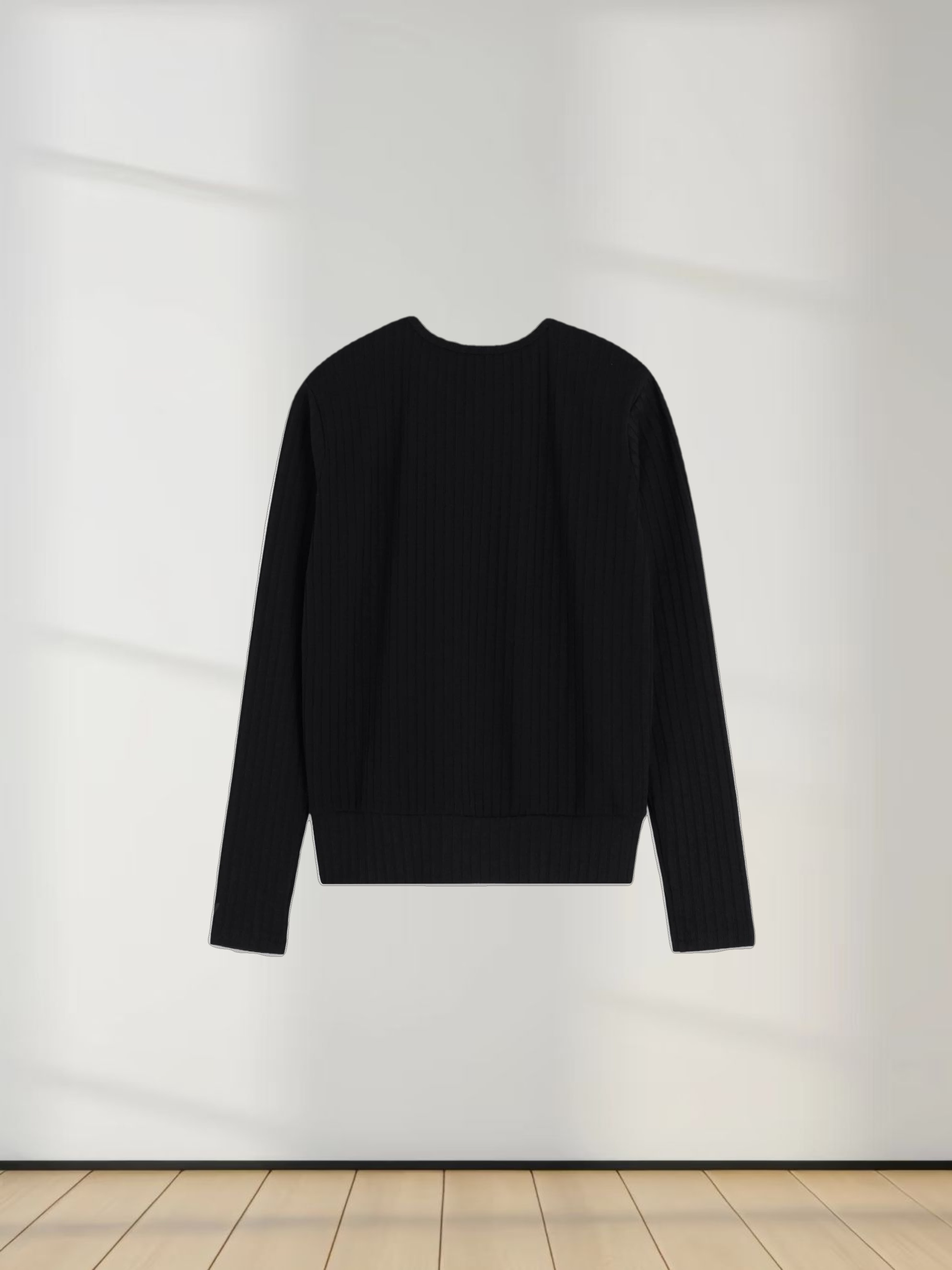 Ribbed High V Bomber-Black