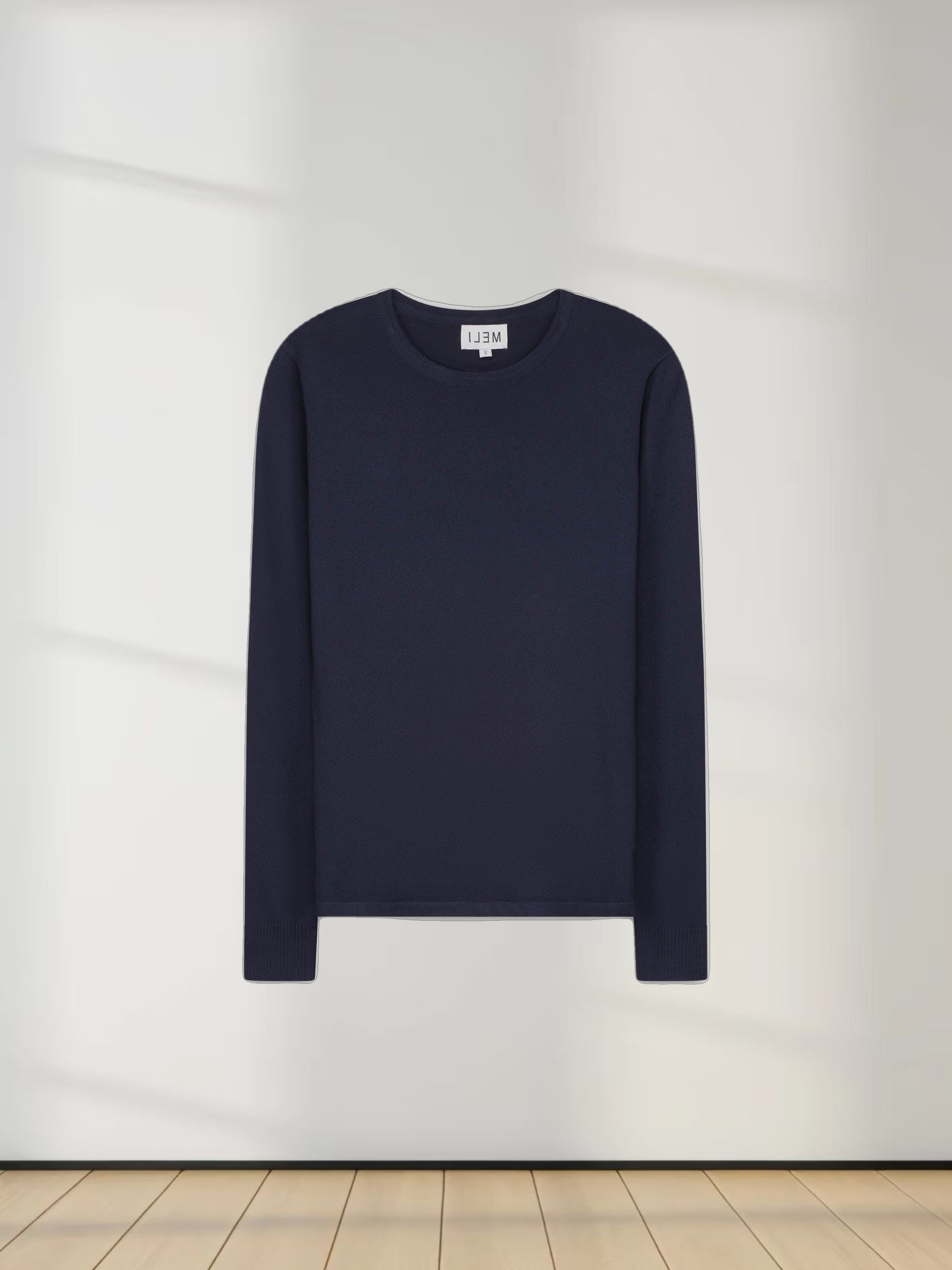 THIN KNIT CREW SWEATER-NAVY
