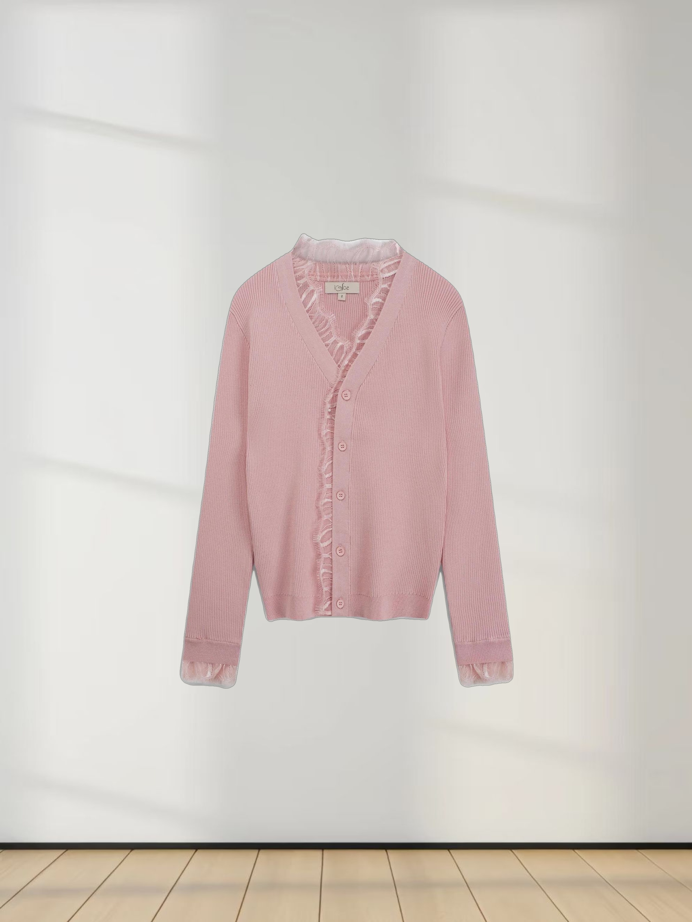 Lace Trimmed Sweater-Blush