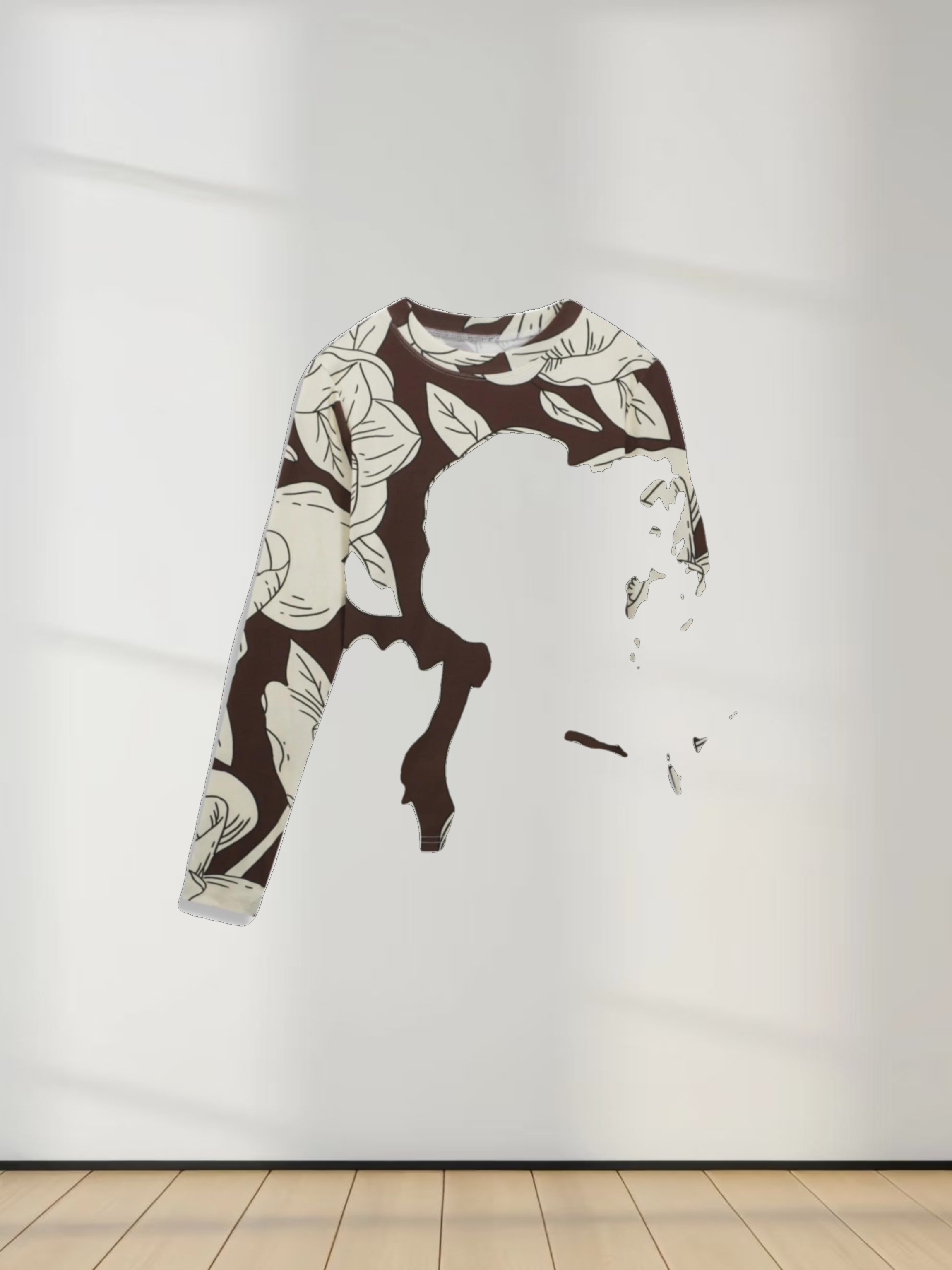 Basic Printed T-shirt-Oversized Floral Brown