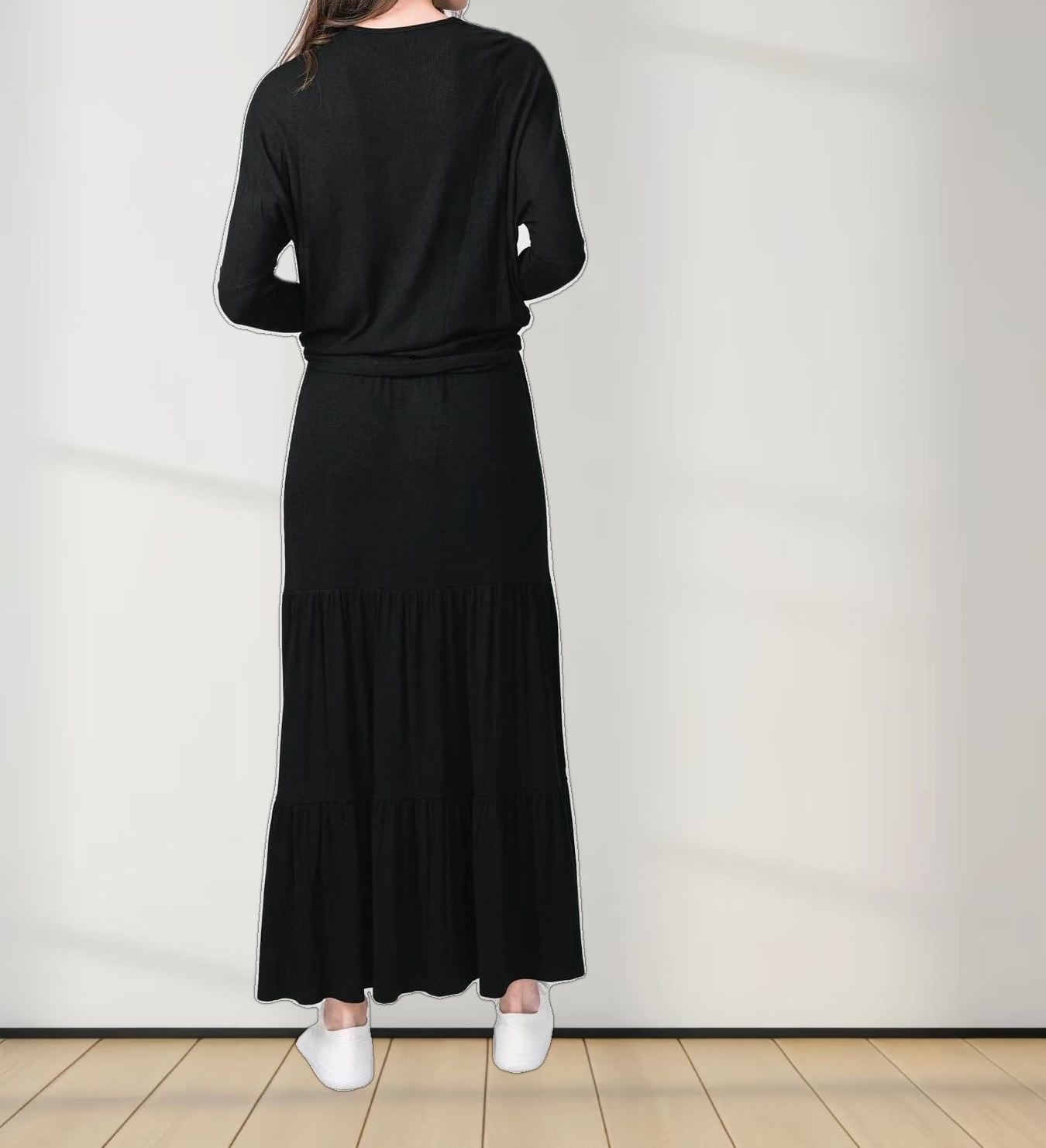 RIB DOLMAN V TEE-BLACK