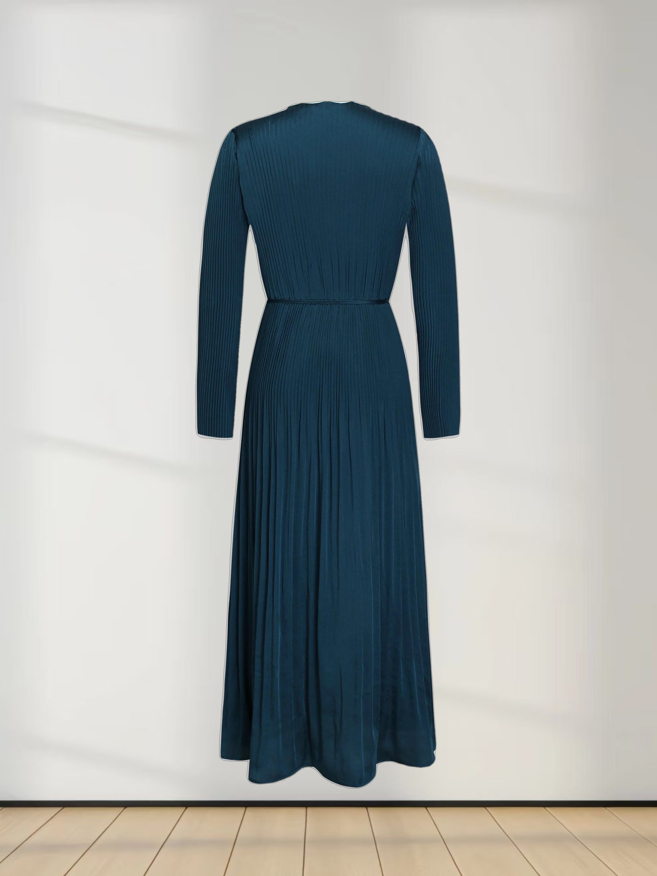 Micro Pleat Dress-Teal