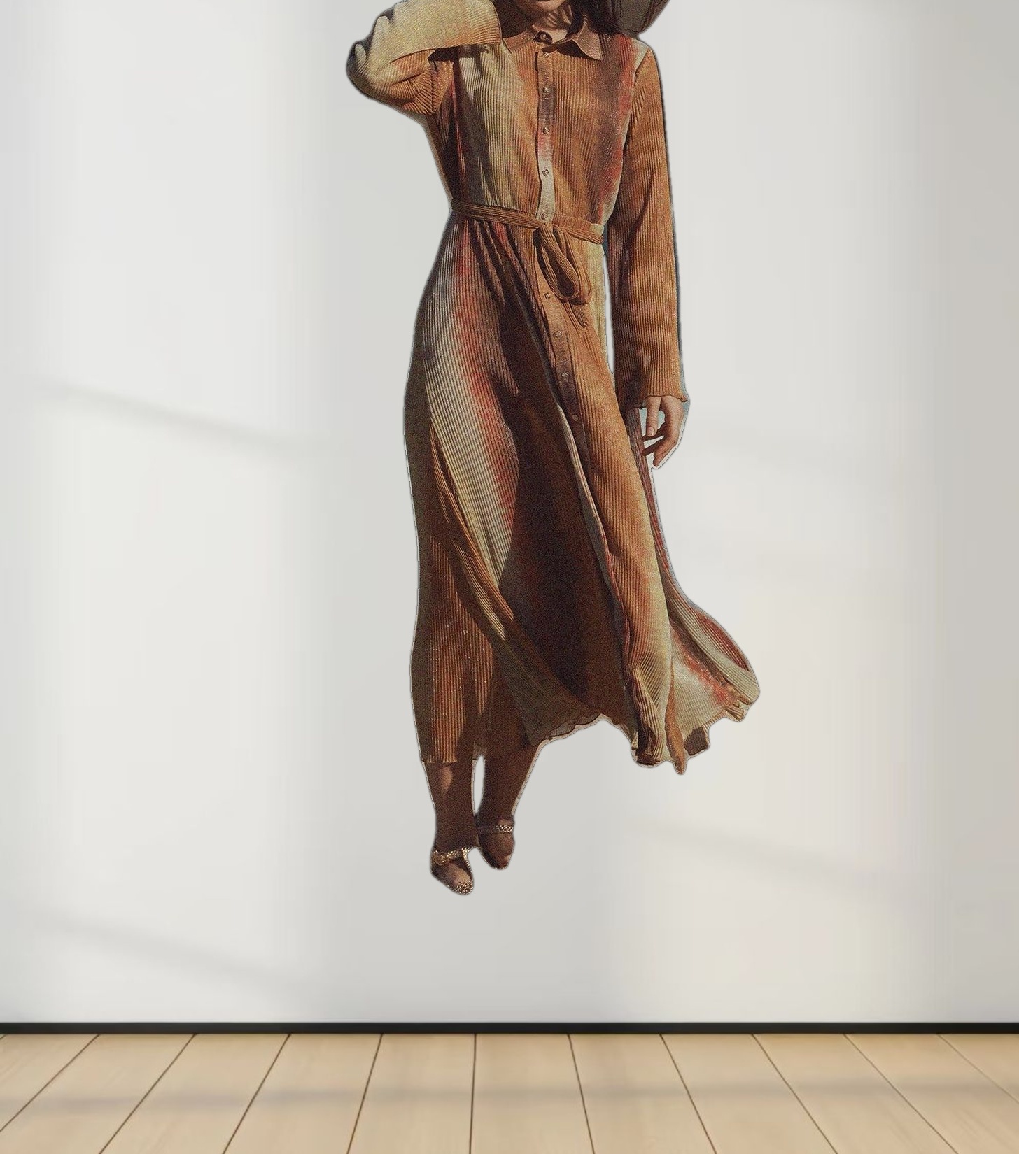 Micro Pleats Princess Style Dress-Copper Shimmer