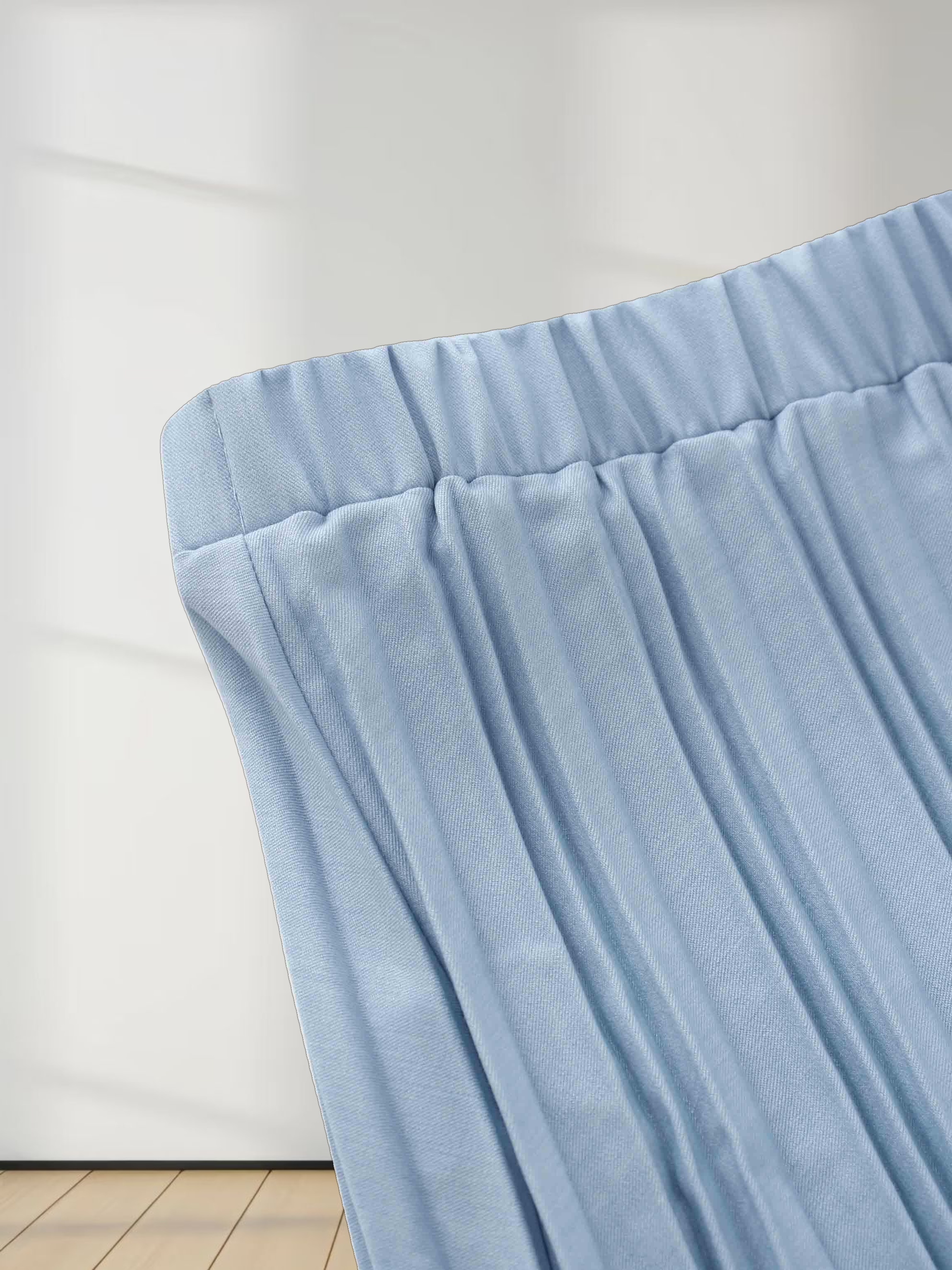 Denim Pleated Skirt-Light Blue