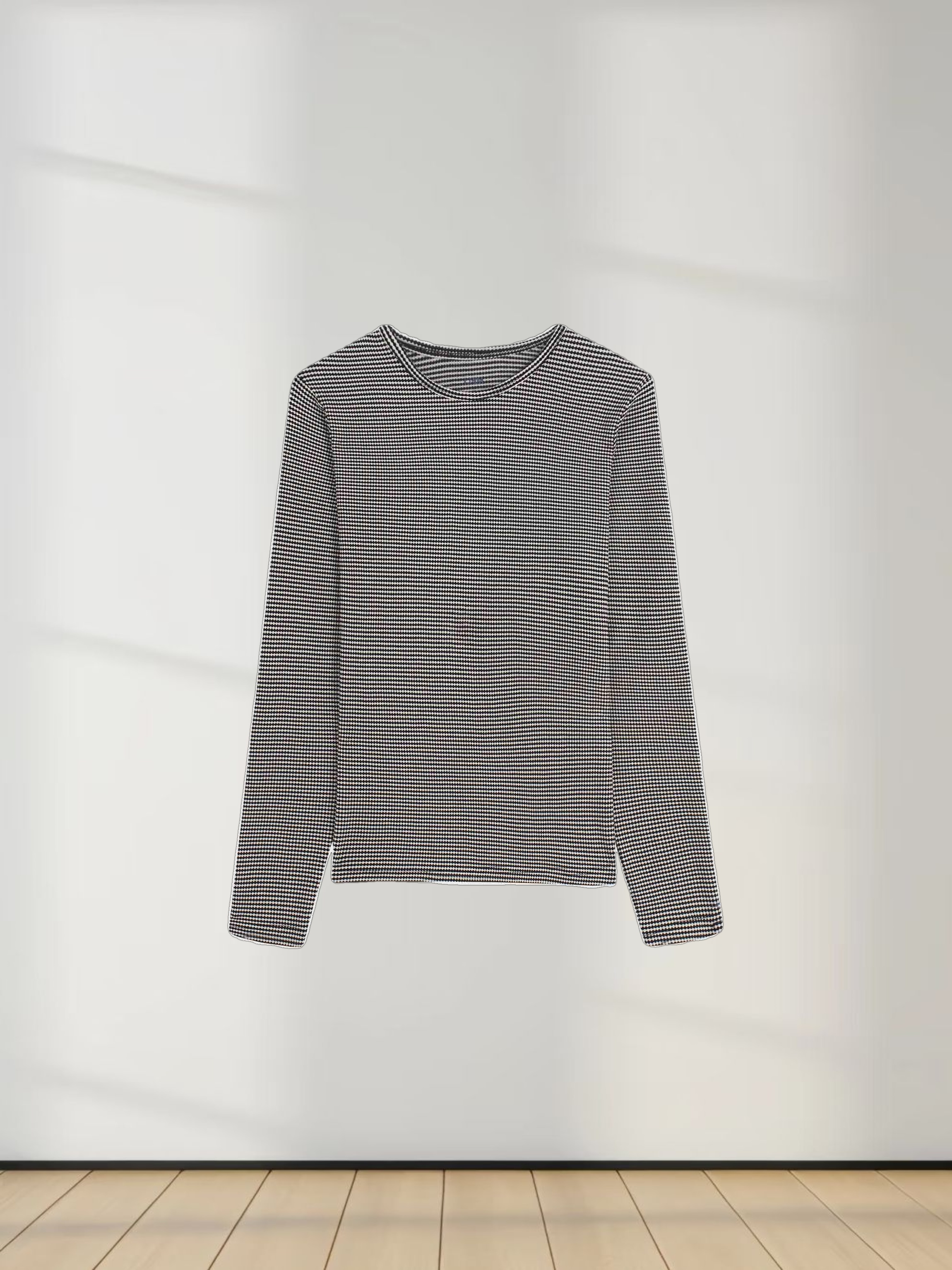 Waffle Striped Crew Tee-Black/White