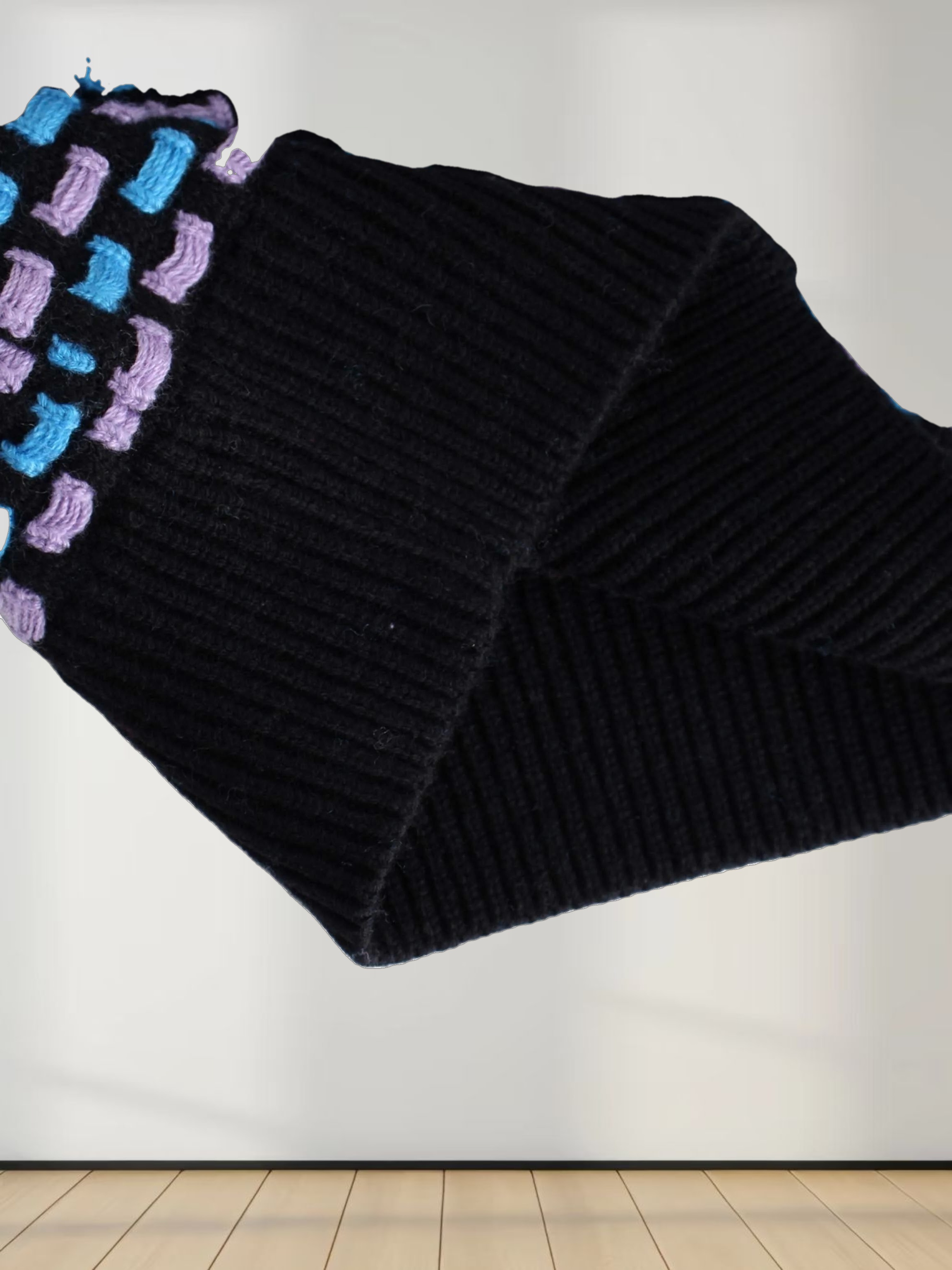 Basket Weave Sweater-Lavender/Blue