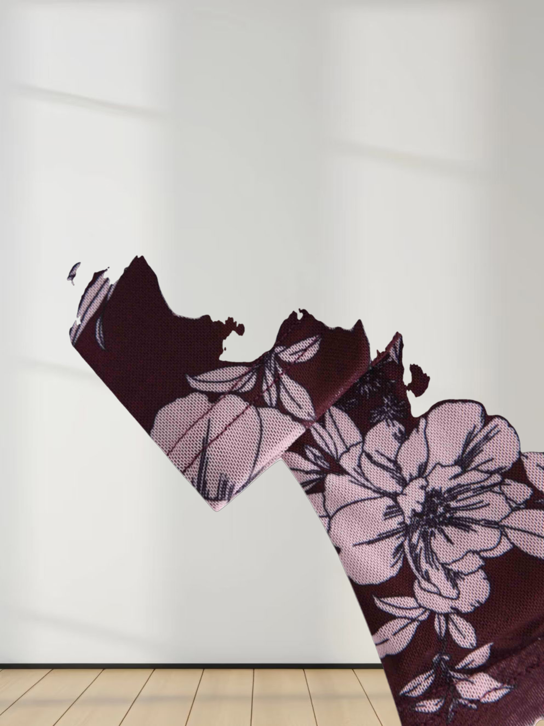 Printed Mesh Crew Neck Top-Striped Floral