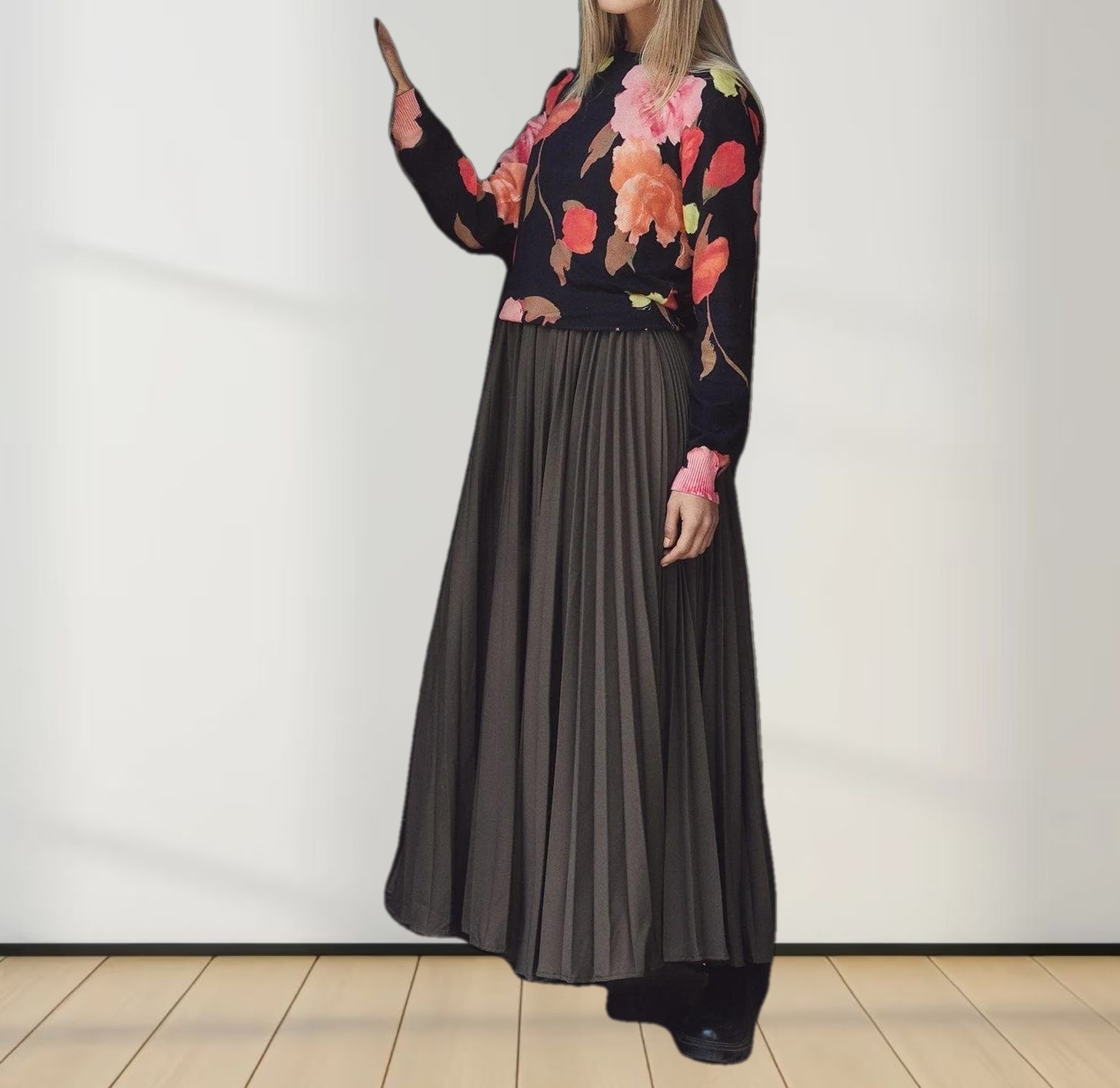 Pleated Slip Dress-Brown