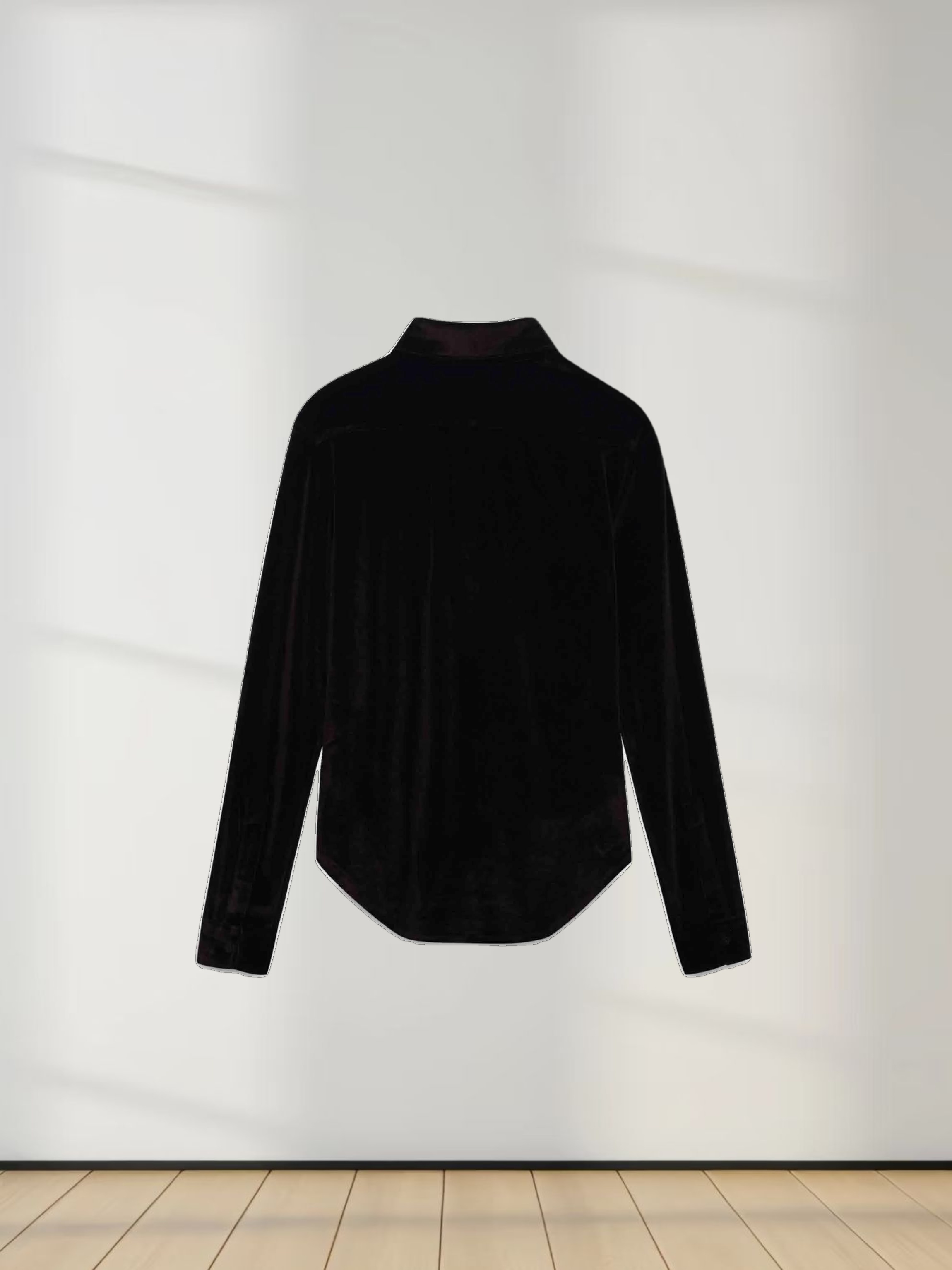 Velour Button Down Blouse-Brown