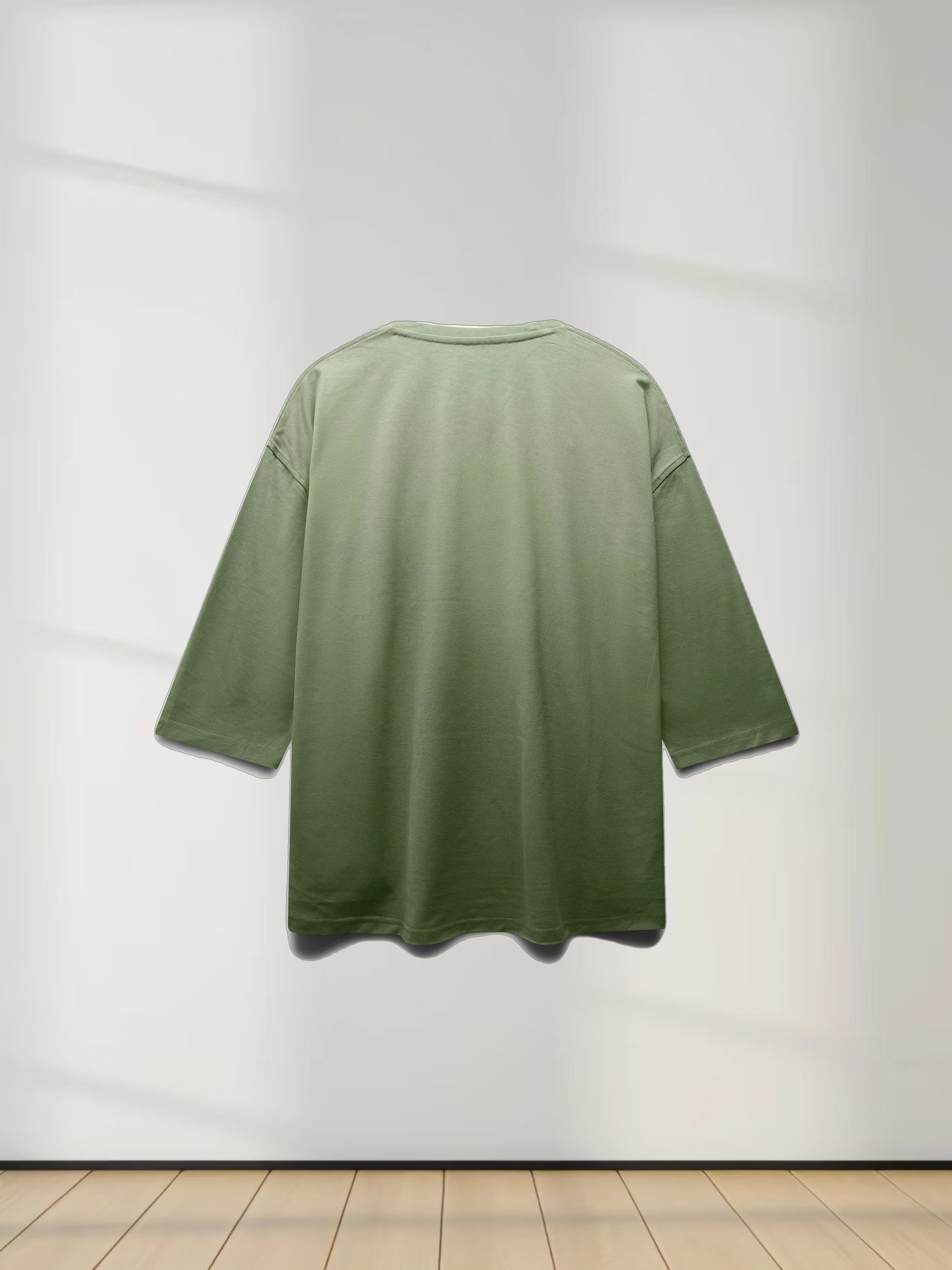 Oversized Boxy 3Q Sleeve Tee-Sage