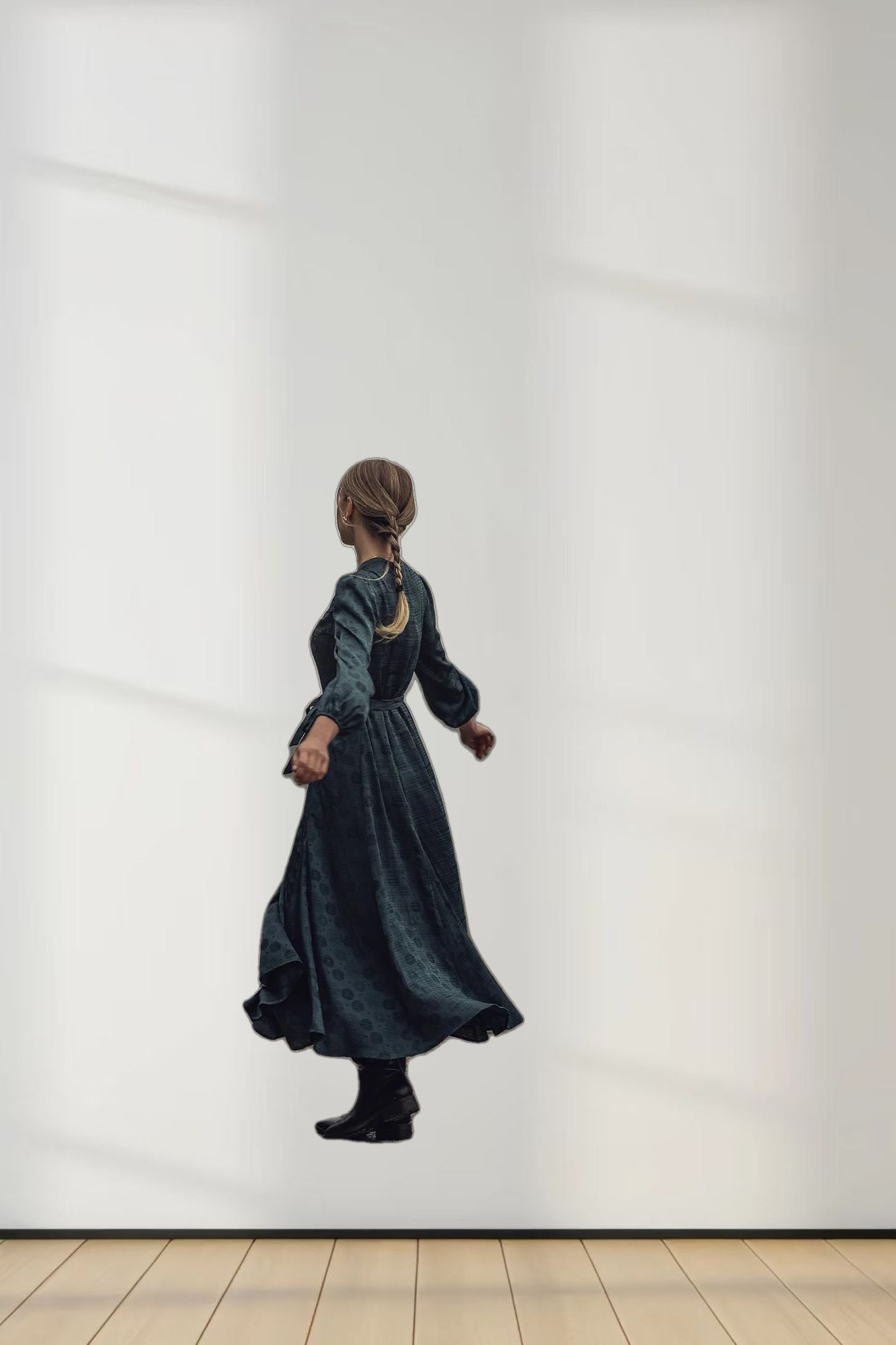 Collared A-Line Shirtdress-Teal Floral