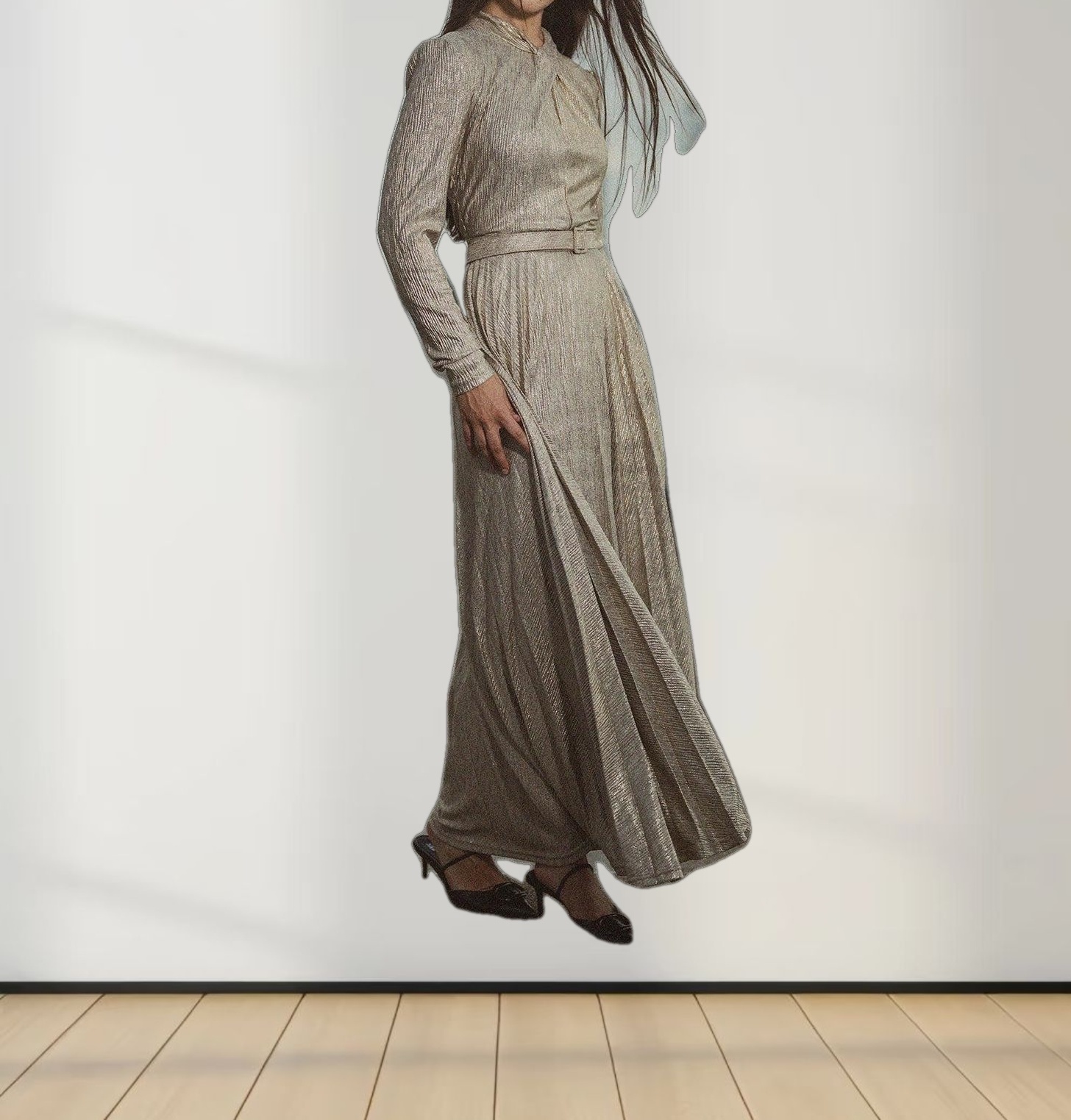 Shimmer Front Knot Pleat Dress 50